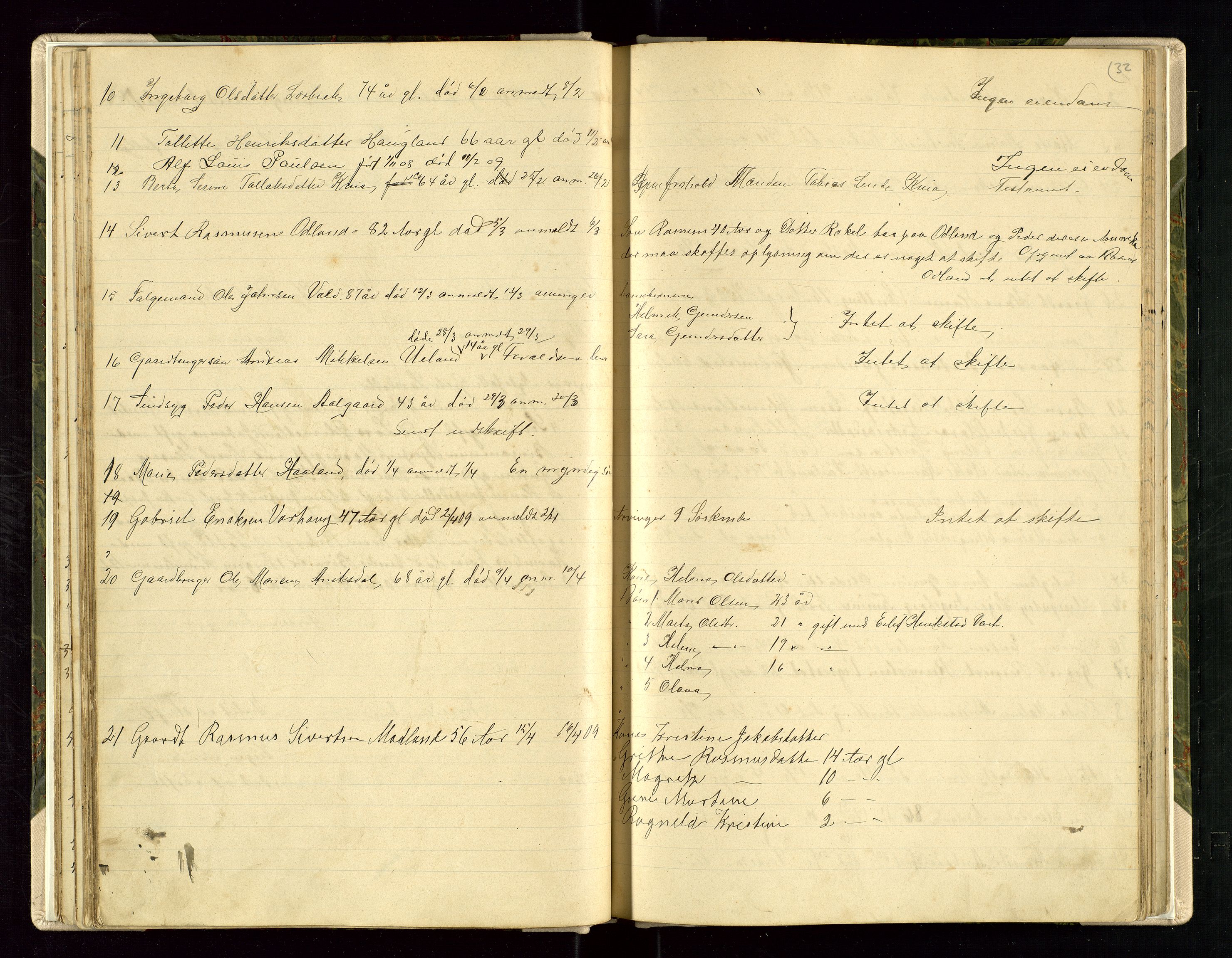 Hå lensmannskontor, AV/SAST-A-100456/Gga/L0002: Dødsfallsprotokoll, 1902-1925, p. 32