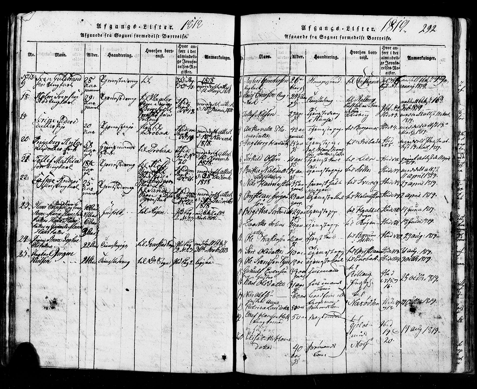 Hurum kirkebøker, SAKO/A-229/G/Ga/L0001: Parish register (copy) no. I 1, 1816-1826, p. 292