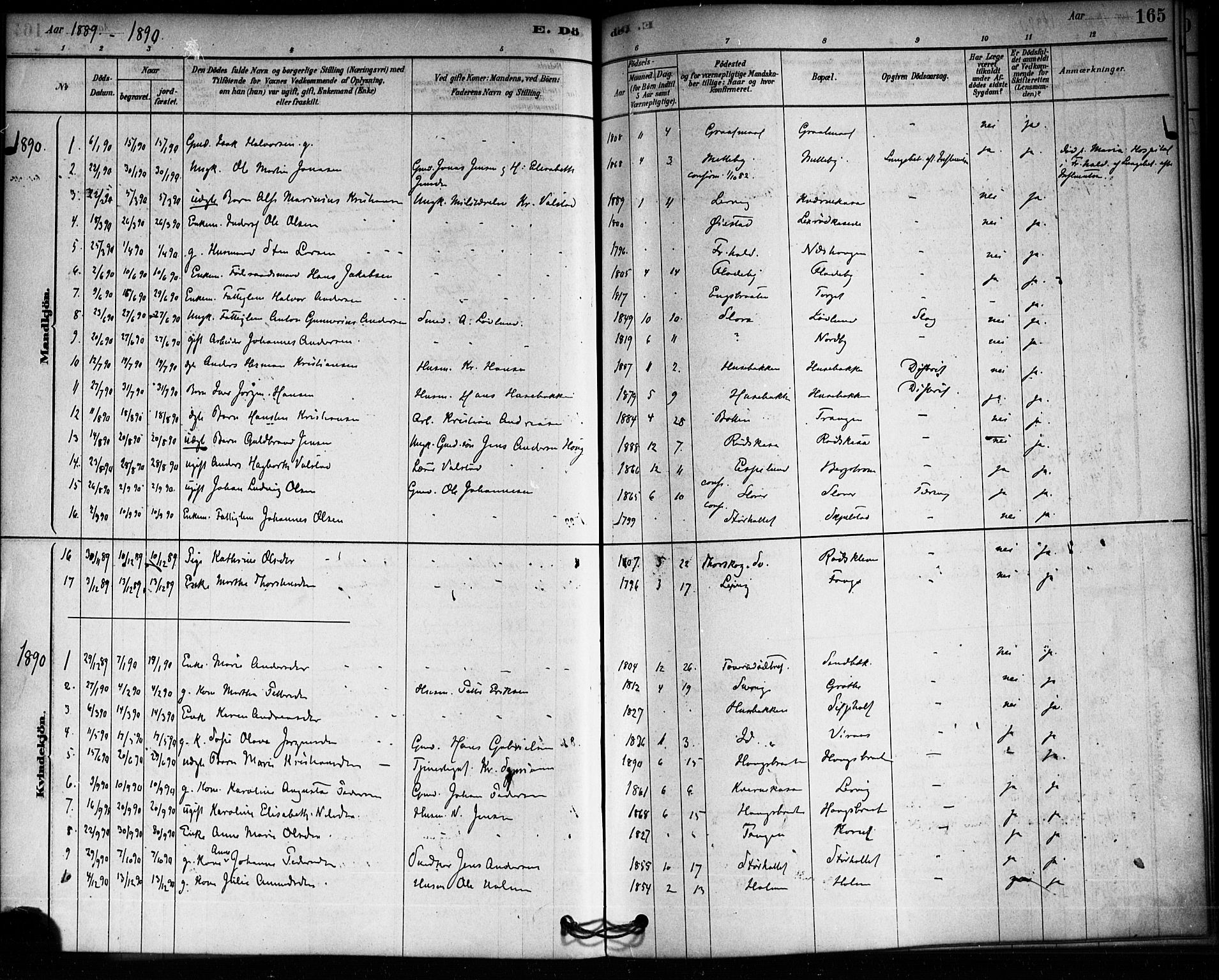 Aremark prestekontor Kirkebøker, SAO/A-10899/F/Fa/L0005: Parish register (official) no. I 5, 1878-1897, p. 165