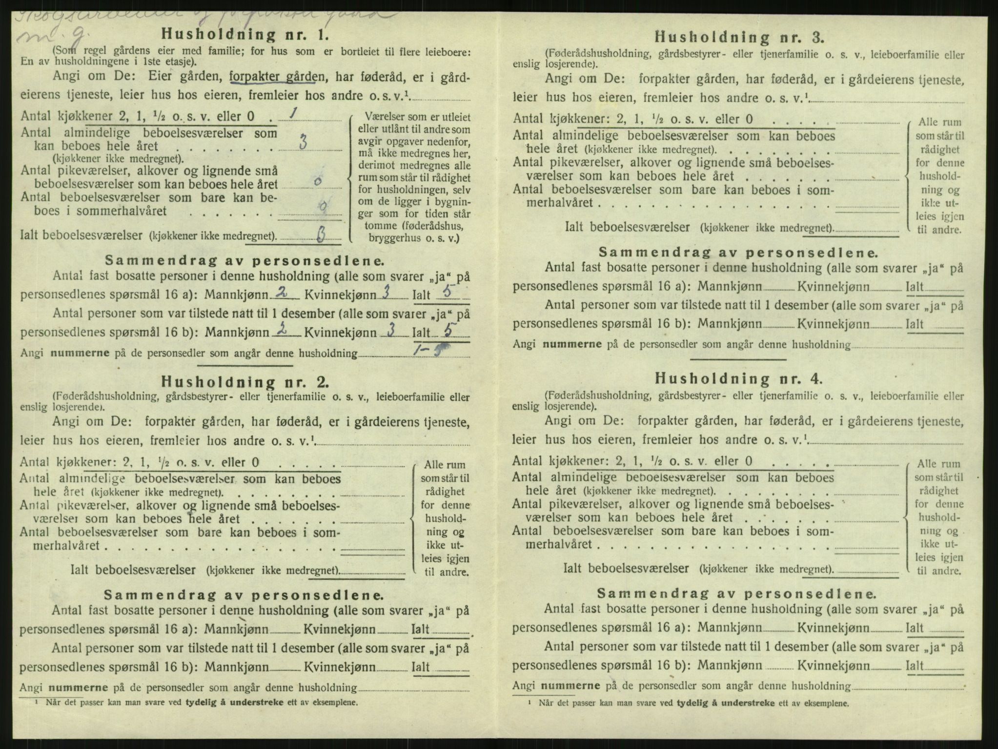 SAT, 1920 census for Ogndal, 1920, p. 34