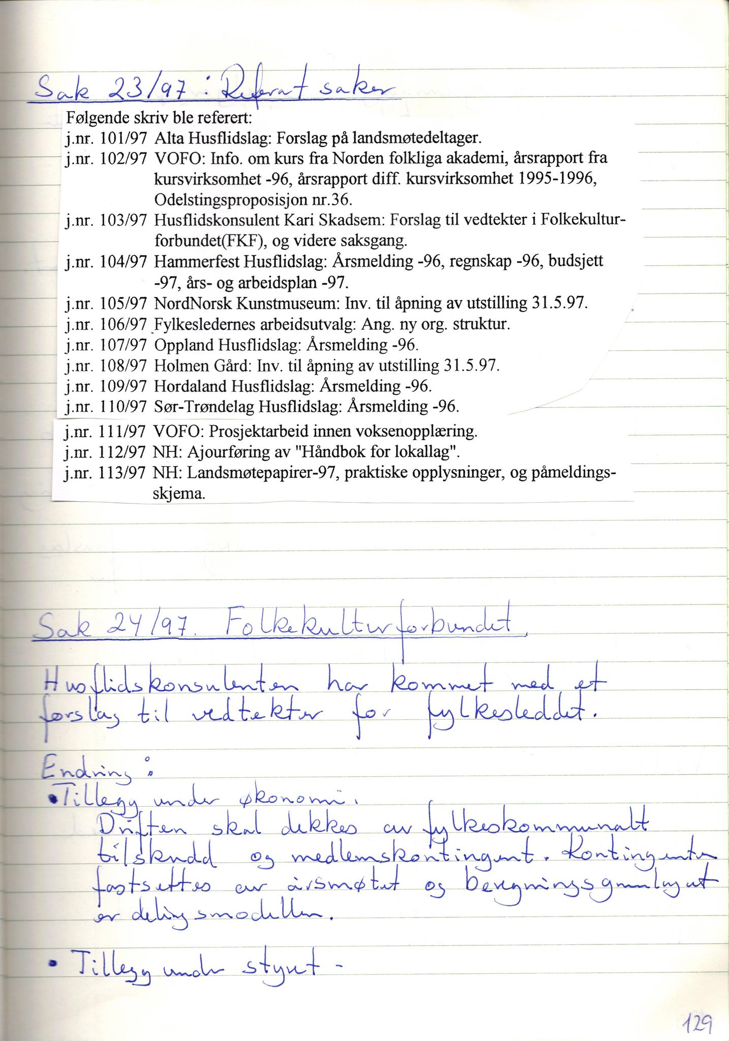 Finnmark Husflidslag, FMFB/A-1134/A/L0004: Møtebok, 1995-2000, p. 133