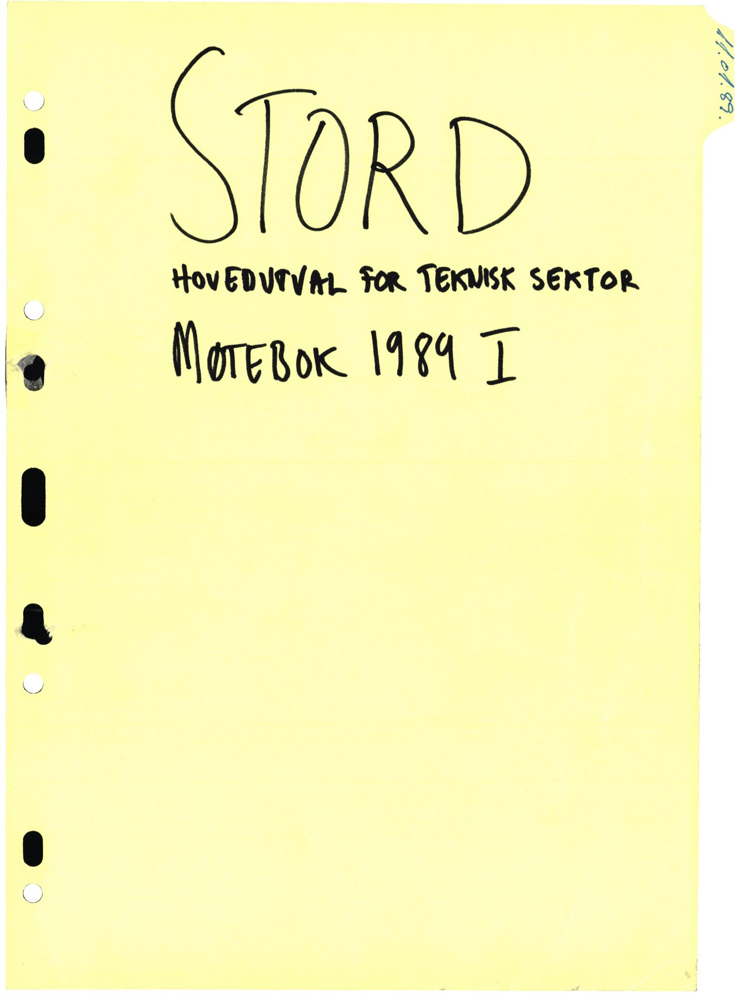 Stord kommune. Hovedutval for teknisk sektor, IKAH/1221-513.1/A/Aa/L0004: Møtebok for Stord hovedutval for teknisk sektor, 1989