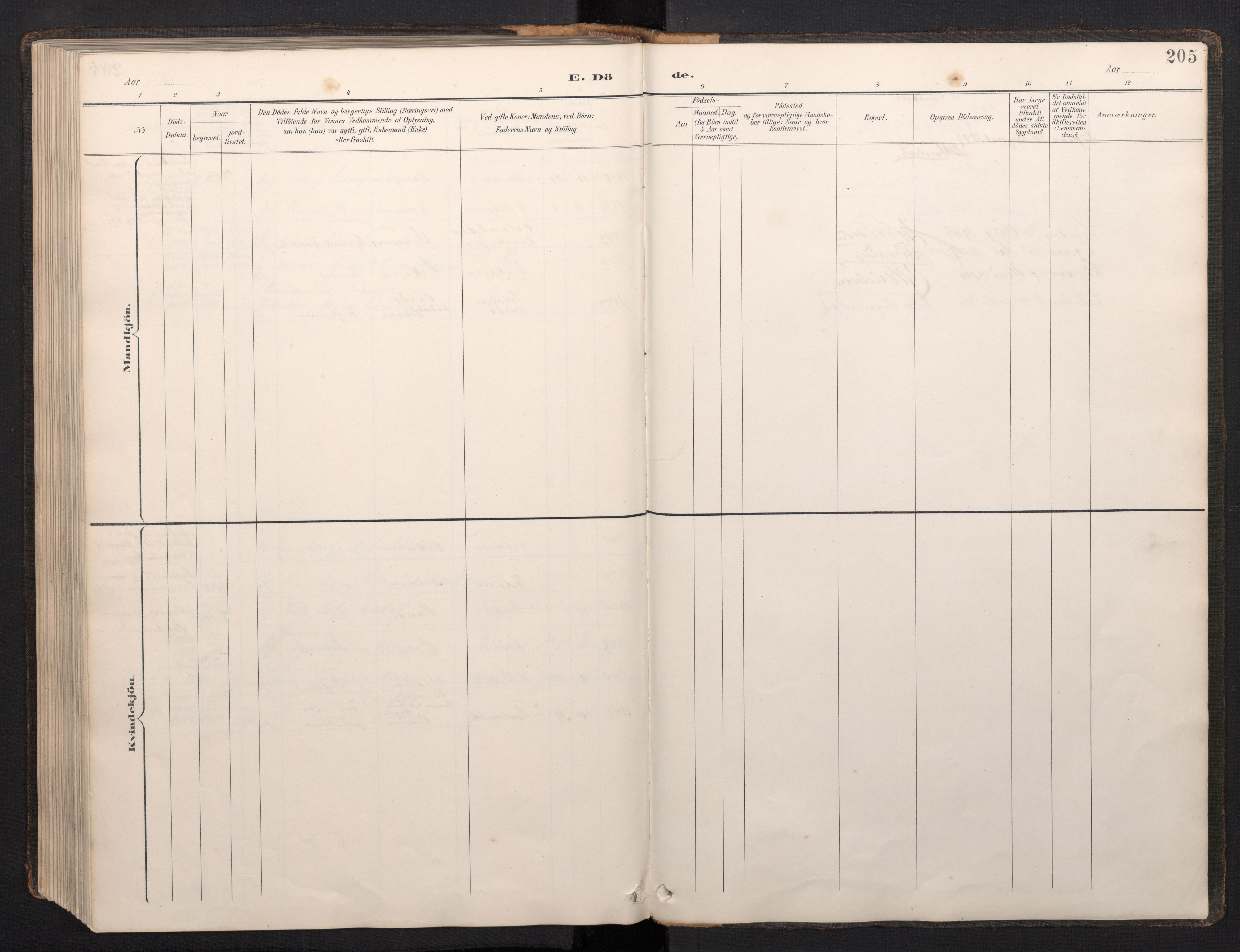 Vik sokneprestembete, SAB/A-81501: Parish register (copy) no. A 4, 1895-1914, p. 204b-205a