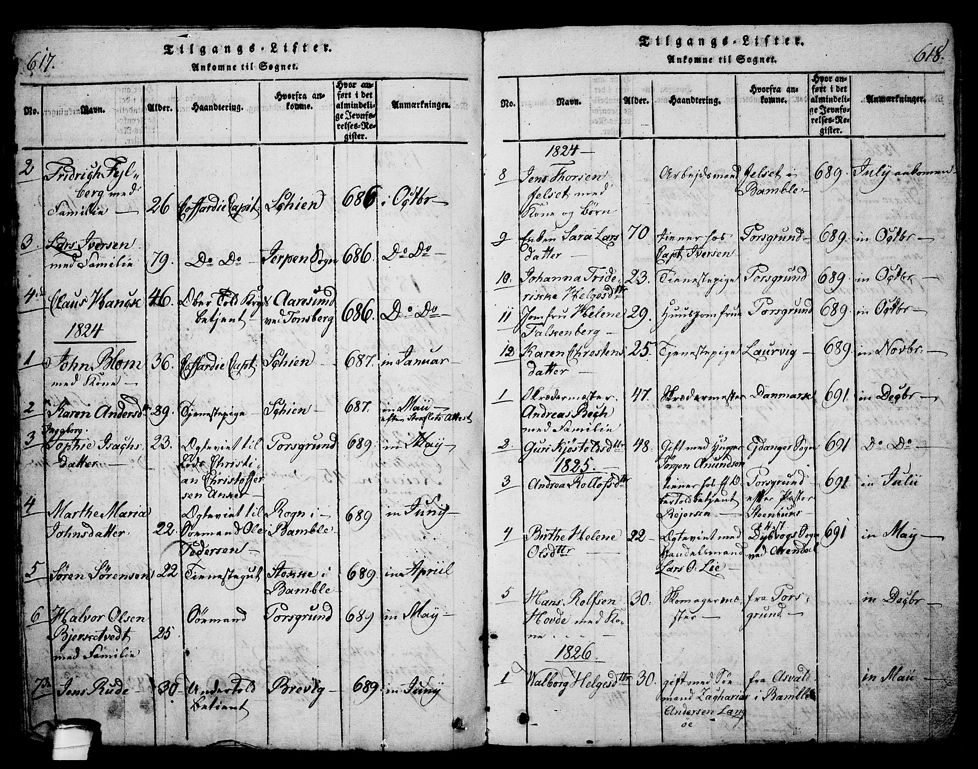 Langesund kirkebøker, SAKO/A-280/G/Ga/L0003: Parish register (copy) no. 3, 1815-1858, p. 617-618