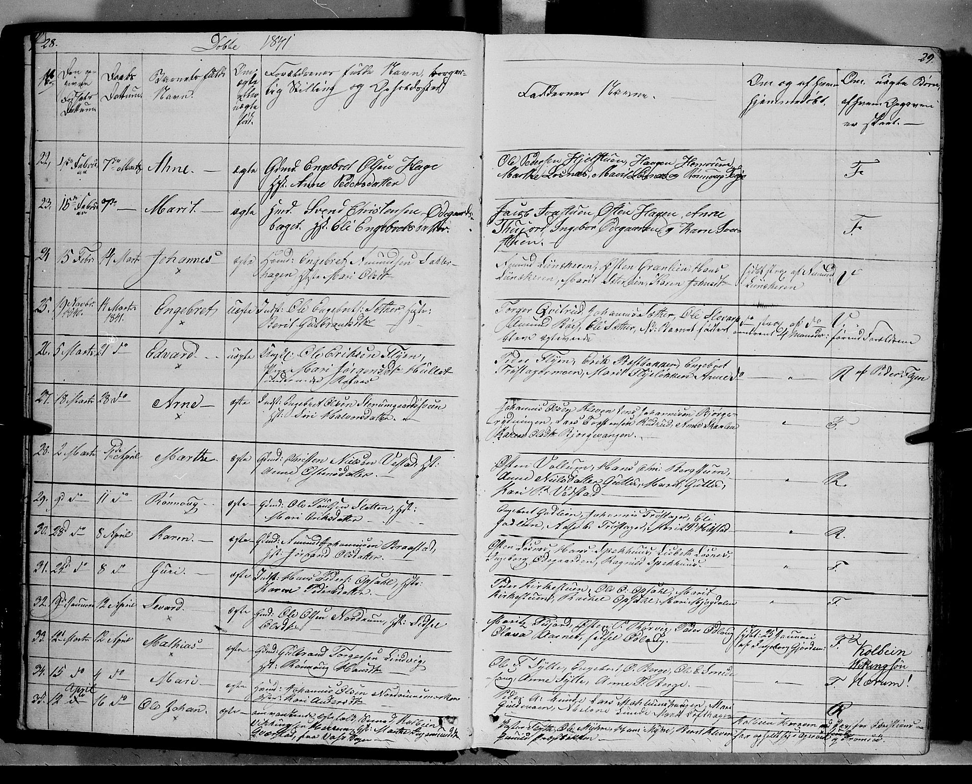 Ringebu prestekontor, AV/SAH-PREST-082/H/Ha/Haa/L0005: Parish register (official) no. 5, 1839-1848, p. 28-29