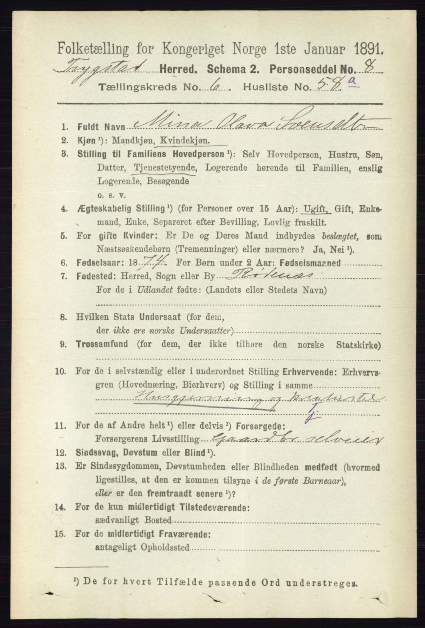 RA, 1891 Census for 0122 Trøgstad, 1891, p. 2832