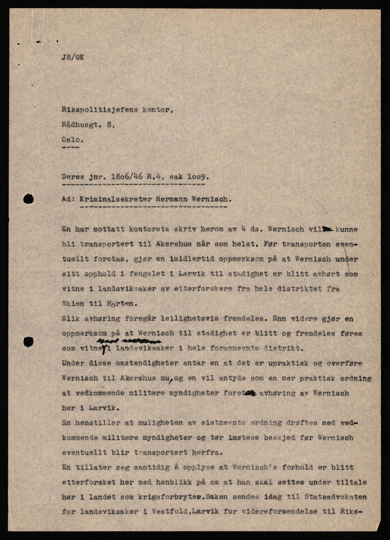 Forsvaret, Forsvarets overkommando II, AV/RA-RAFA-3915/D/Db/L0040: CI Questionaires. Tyske okkupasjonsstyrker i Norge. Østerrikere., 1945-1946, p. 406