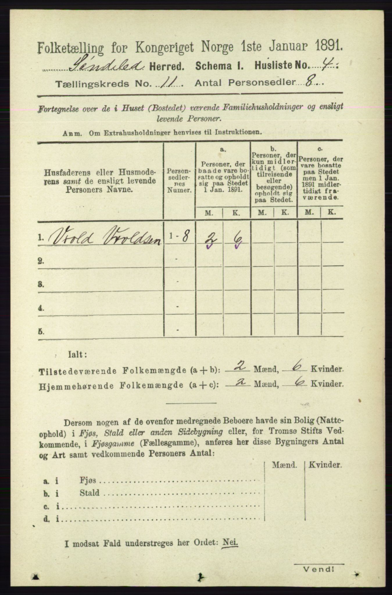 RA, 1891 census for 0913 Søndeled, 1891, p. 3238