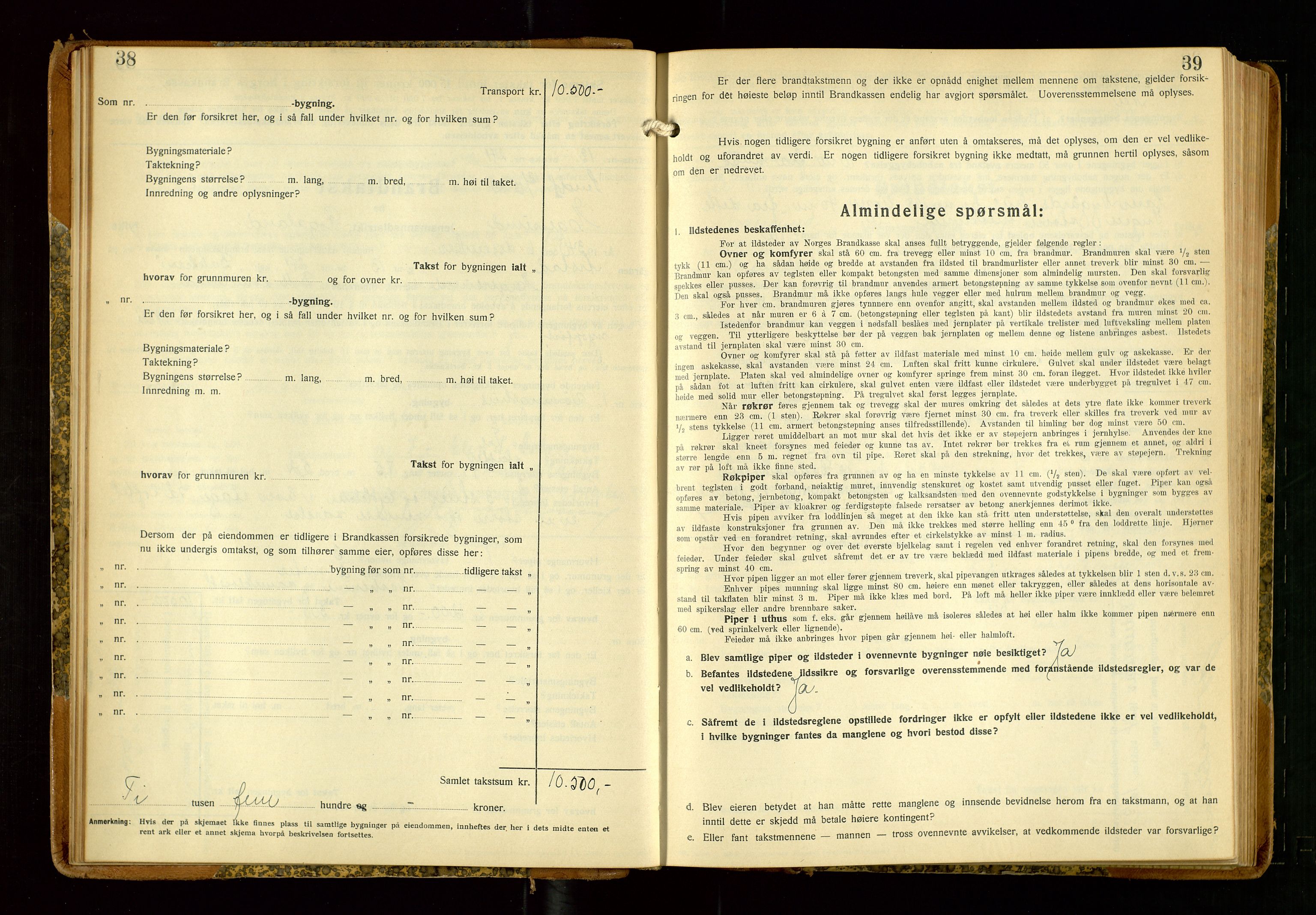 Eigersund lensmannskontor, AV/SAST-A-100171/Gob/L0006: "Brandtakstprotokoll", 1934-1938, p. 38-39