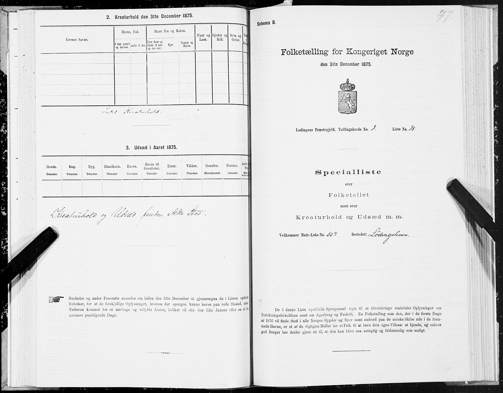 SAT, 1875 census for 1851P Lødingen, 1875, p. 2077