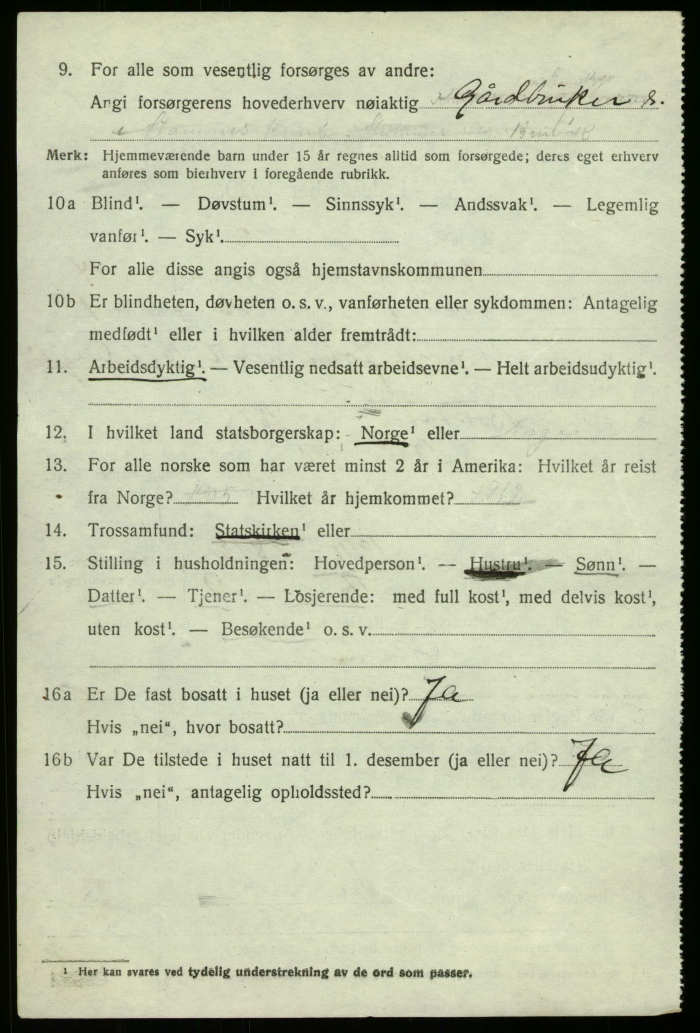 SAB, 1920 census for Bruvik, 1920, p. 8521