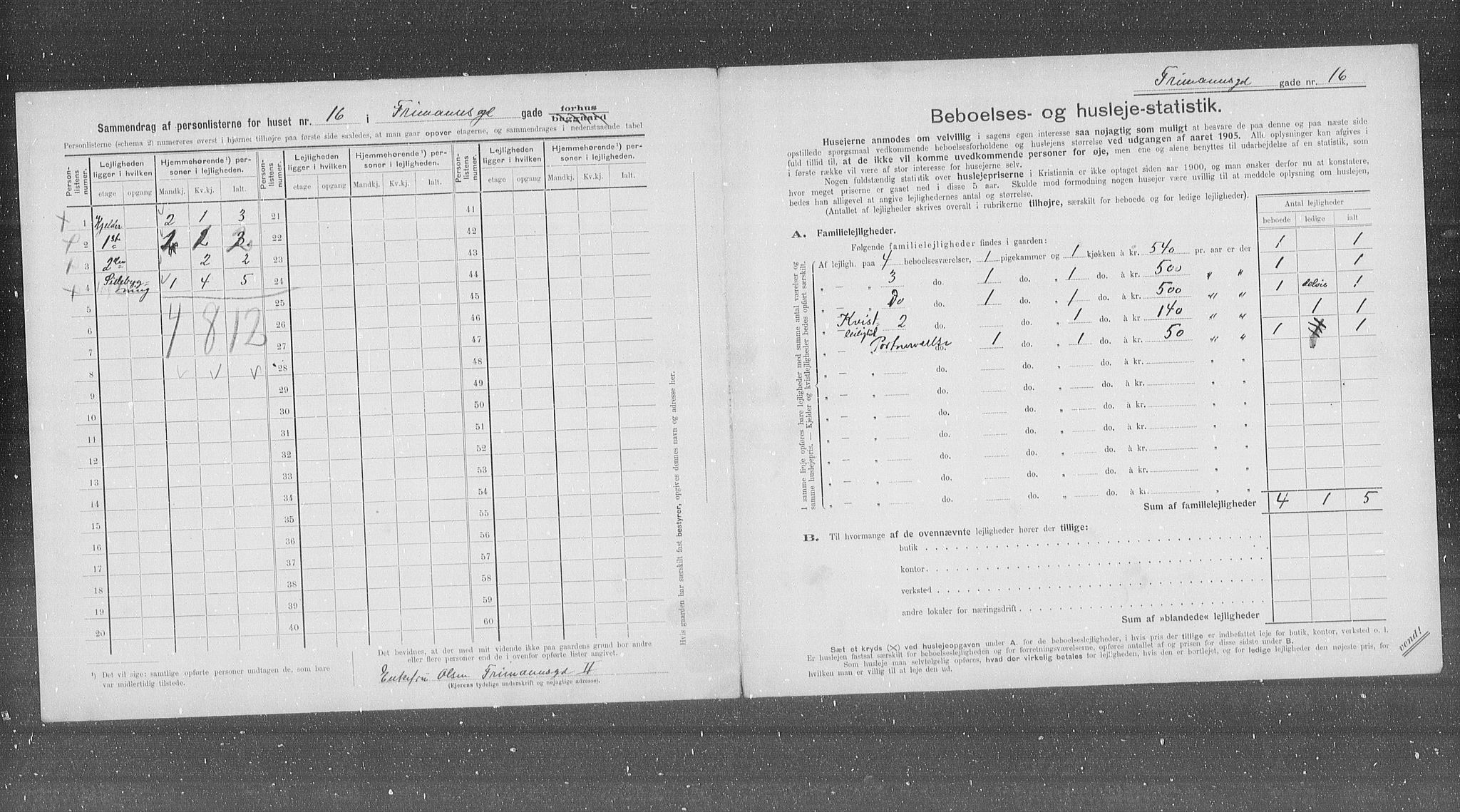 OBA, Municipal Census 1905 for Kristiania, 1905, p. 13888