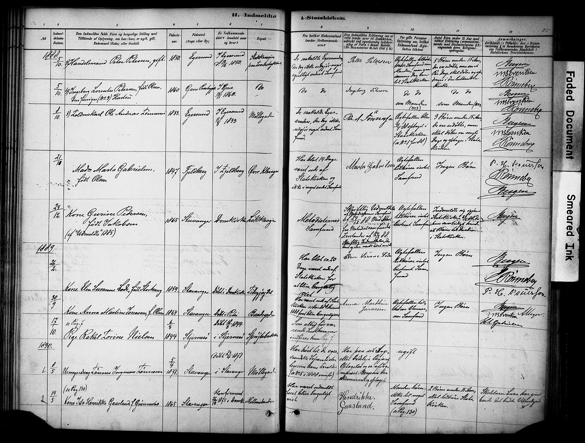 Domkirken sokneprestkontor, SAST/A-101812/001/30/30BA/L0025: Parish register (official) no. A 24, 1877-1927, p. 55