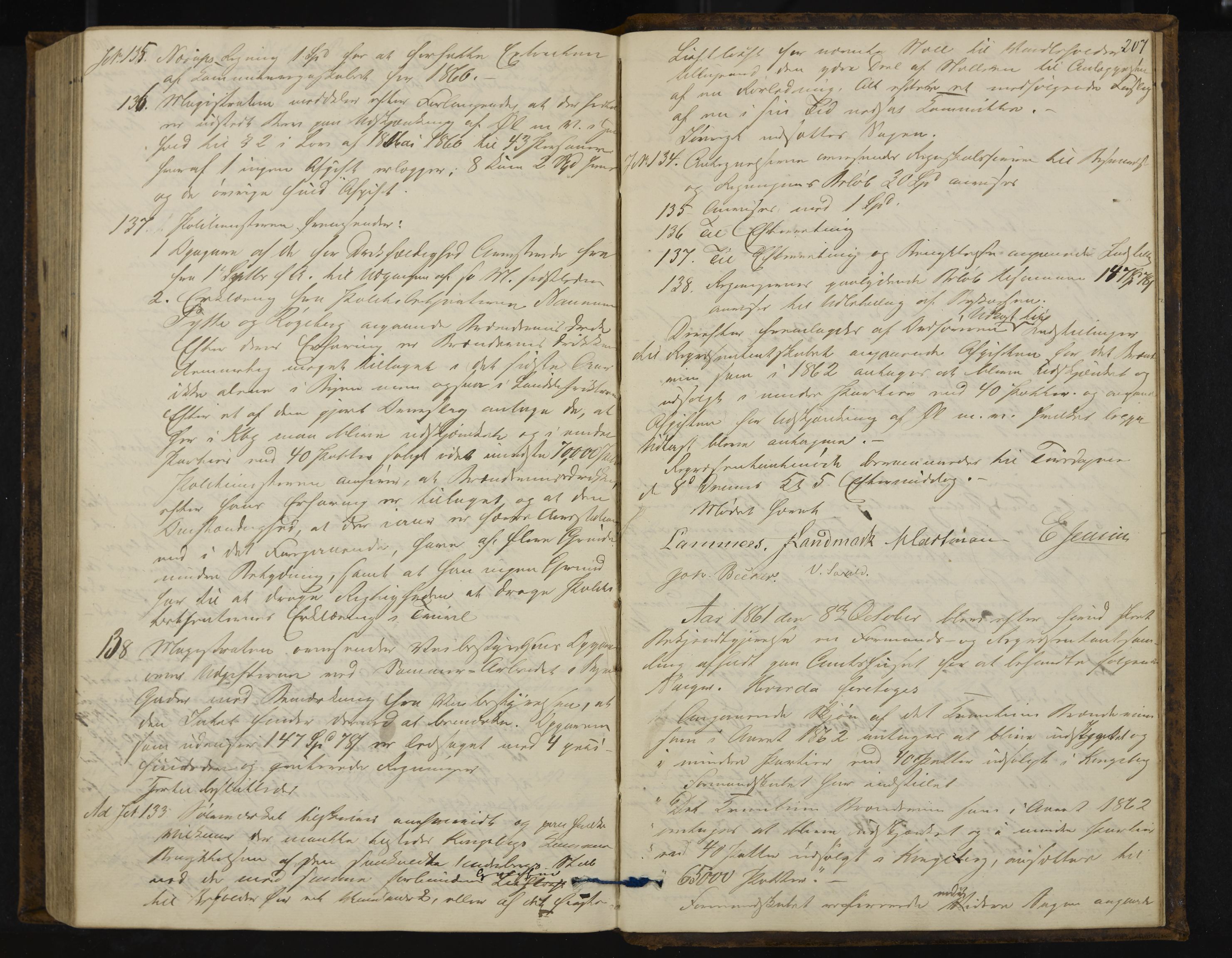 Kongsberg formannskap og sentraladministrasjon, IKAK/0604021-1/A/L0003: Møtebok med register, 1856-1861, p. 207
