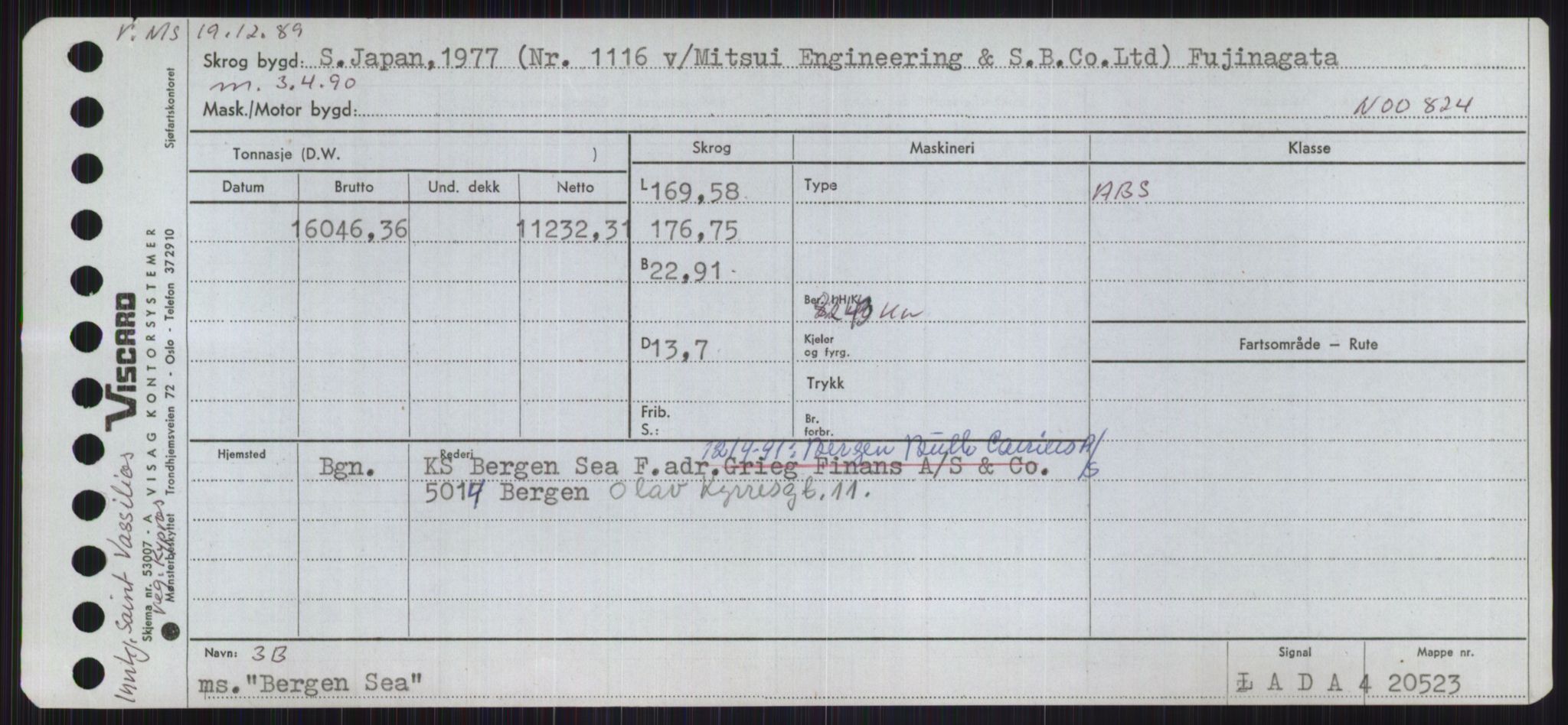 Sjøfartsdirektoratet med forløpere, Skipsmålingen, RA/S-1627/H/Ha/L0001/0001: Fartøy, A-Eig / Fartøy A-Bjøn, p. 835