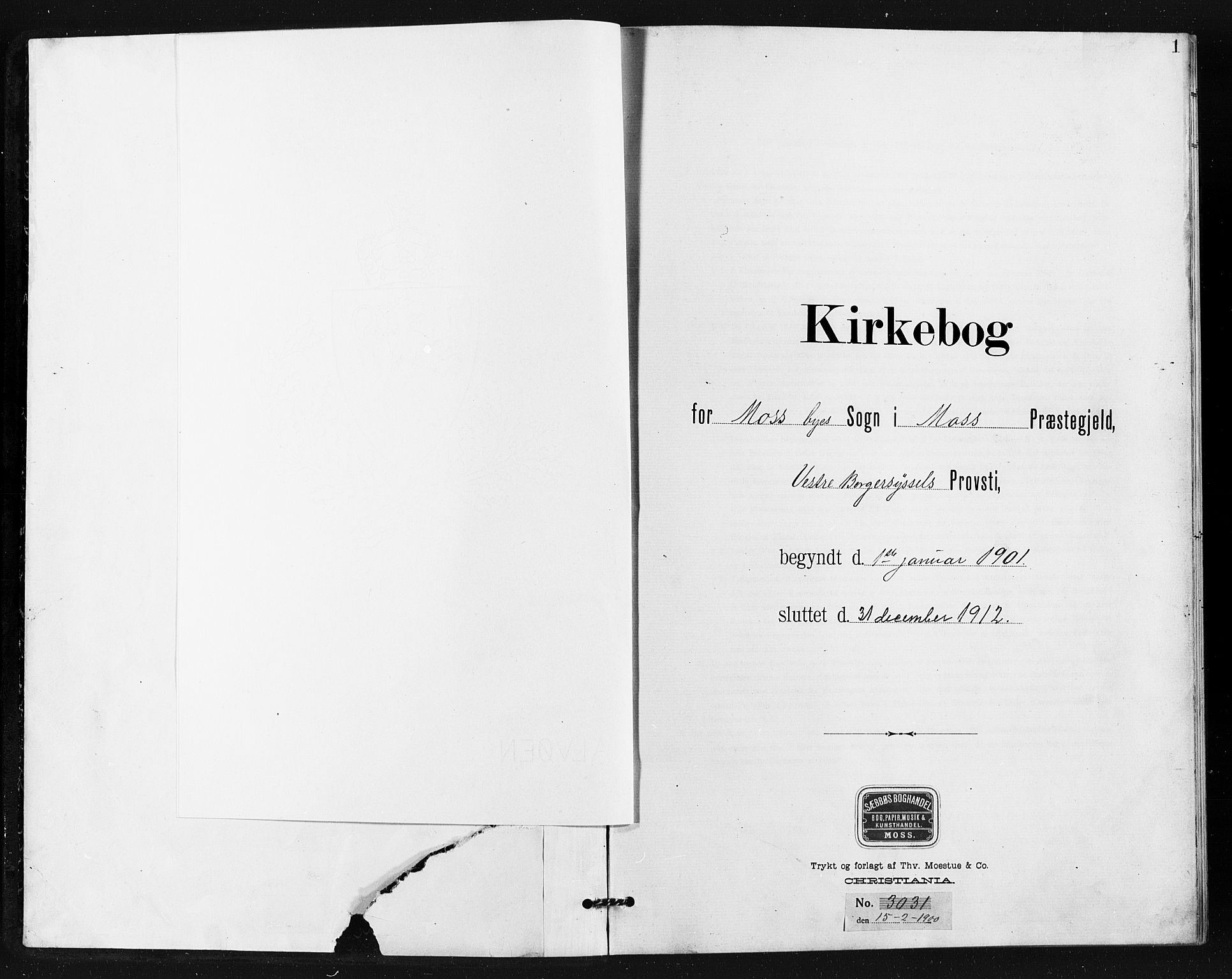 Moss prestekontor Kirkebøker, SAO/A-2003/G/Ga/L0007: Parish register (copy) no. I 7, 1901-1912, p. 1