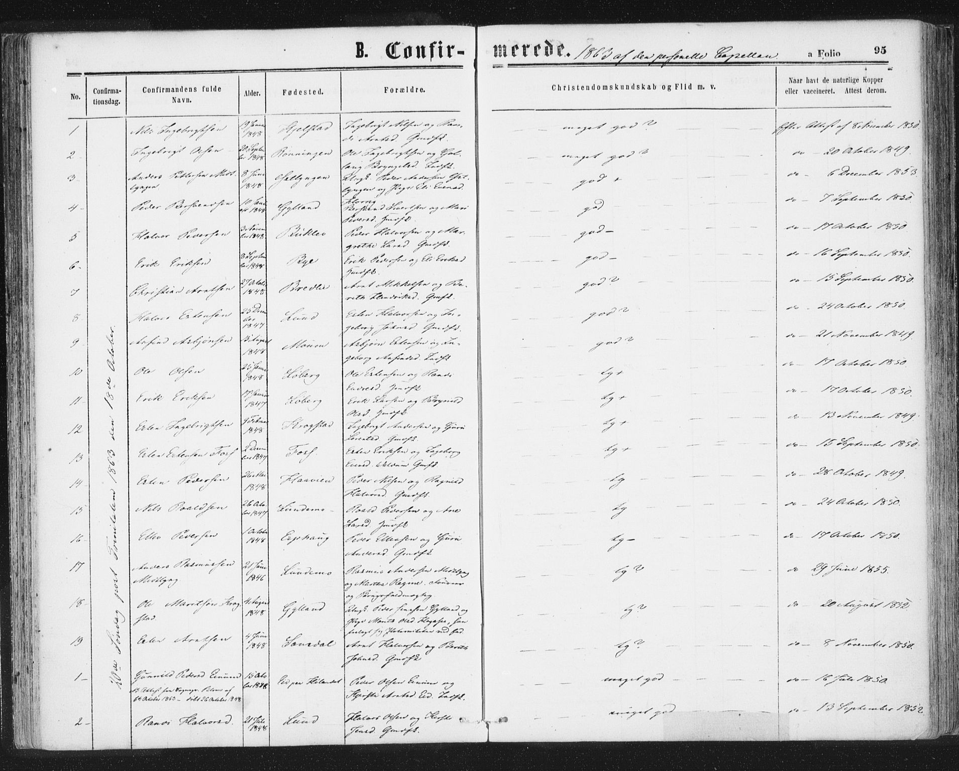 Ministerialprotokoller, klokkerbøker og fødselsregistre - Sør-Trøndelag, SAT/A-1456/692/L1104: Parish register (official) no. 692A04, 1862-1878, p. 95