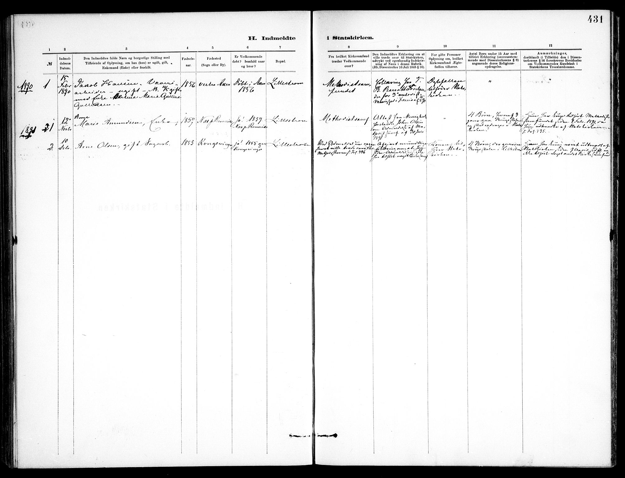 Skedsmo prestekontor Kirkebøker, AV/SAO-A-10033a/F/Fa/L0013: Parish register (official) no. I 13, 1883-1891, p. 431