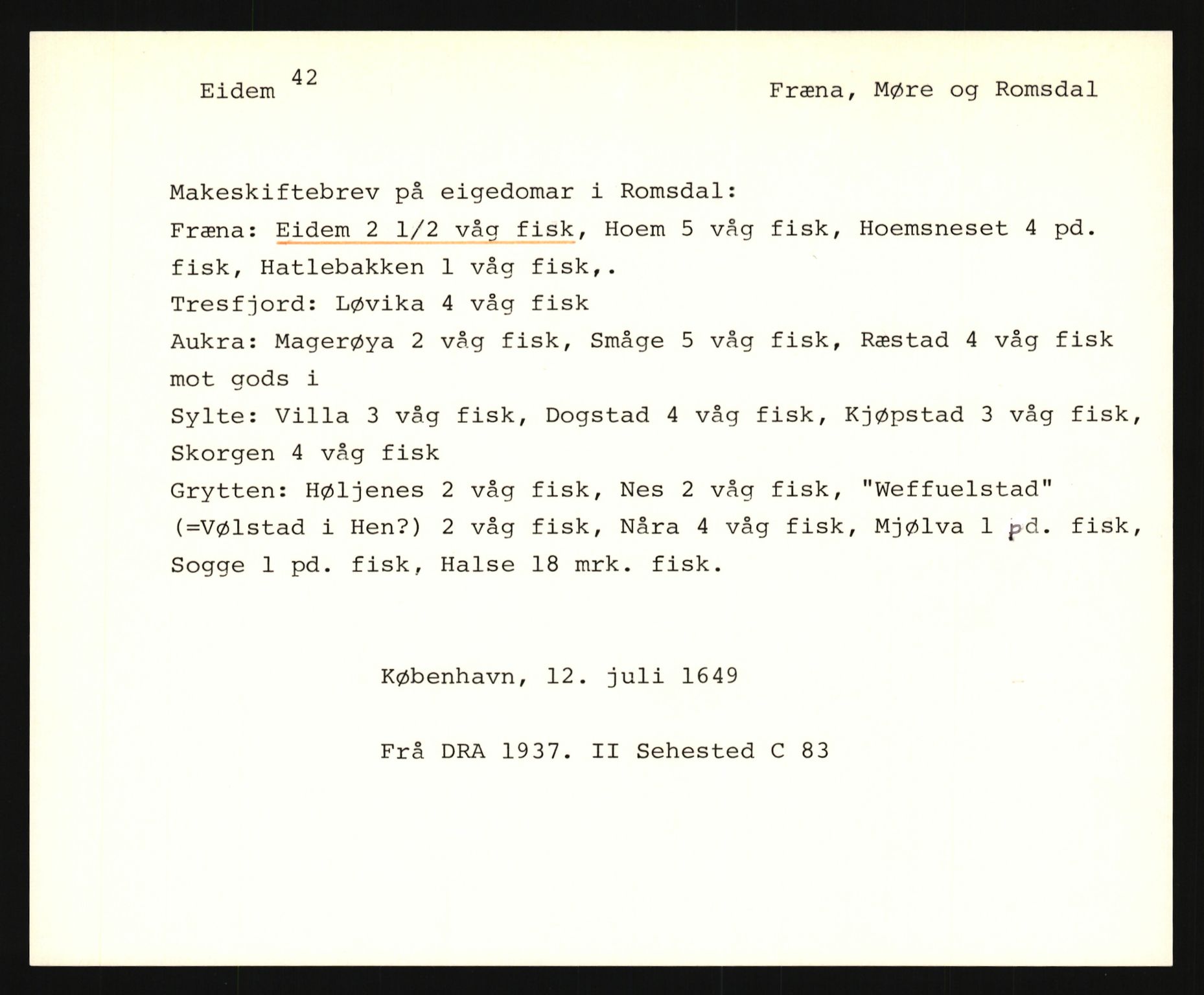 Riksarkivets diplomsamling, AV/RA-EA-5965/F35/F35e/L0031: Registreringssedler Møre og Romsdal, 1400-1700, p. 501