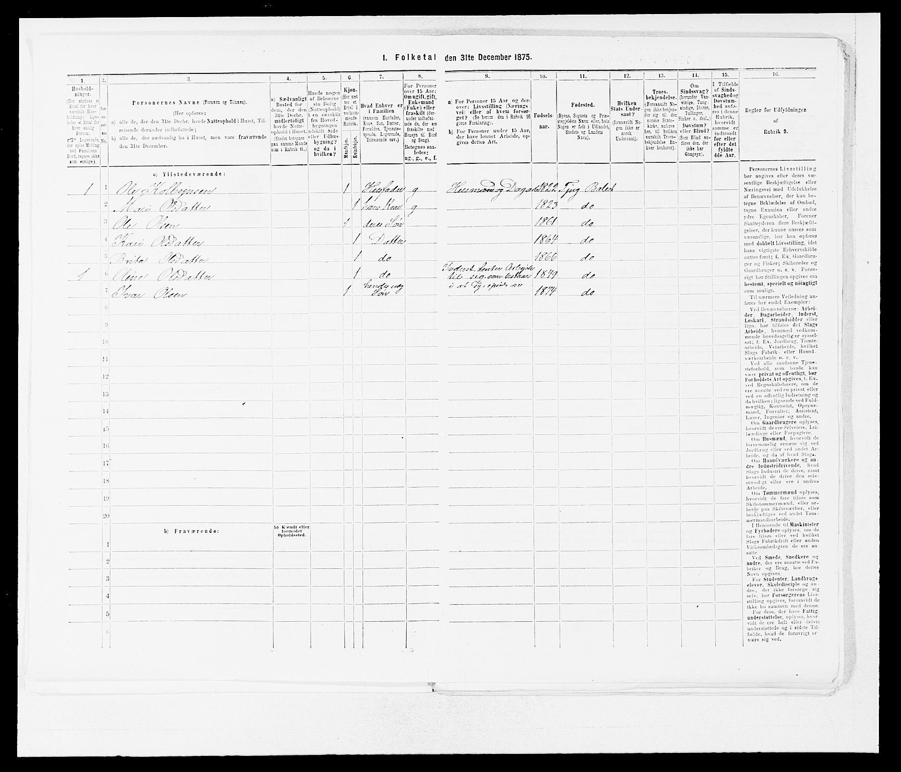 SAB, 1875 census for 1418P Balestrand, 1875, p. 220