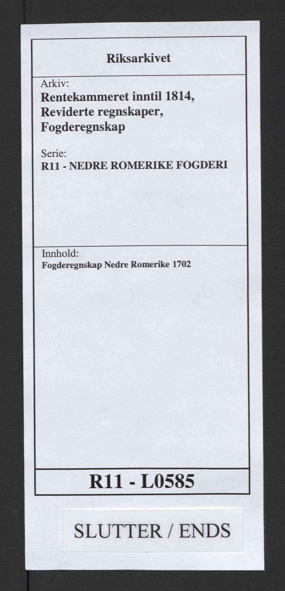 Rentekammeret inntil 1814, Reviderte regnskaper, Fogderegnskap, AV/RA-EA-4092/R11/L0585: Fogderegnskap Nedre Romerike, 1702, p. 250