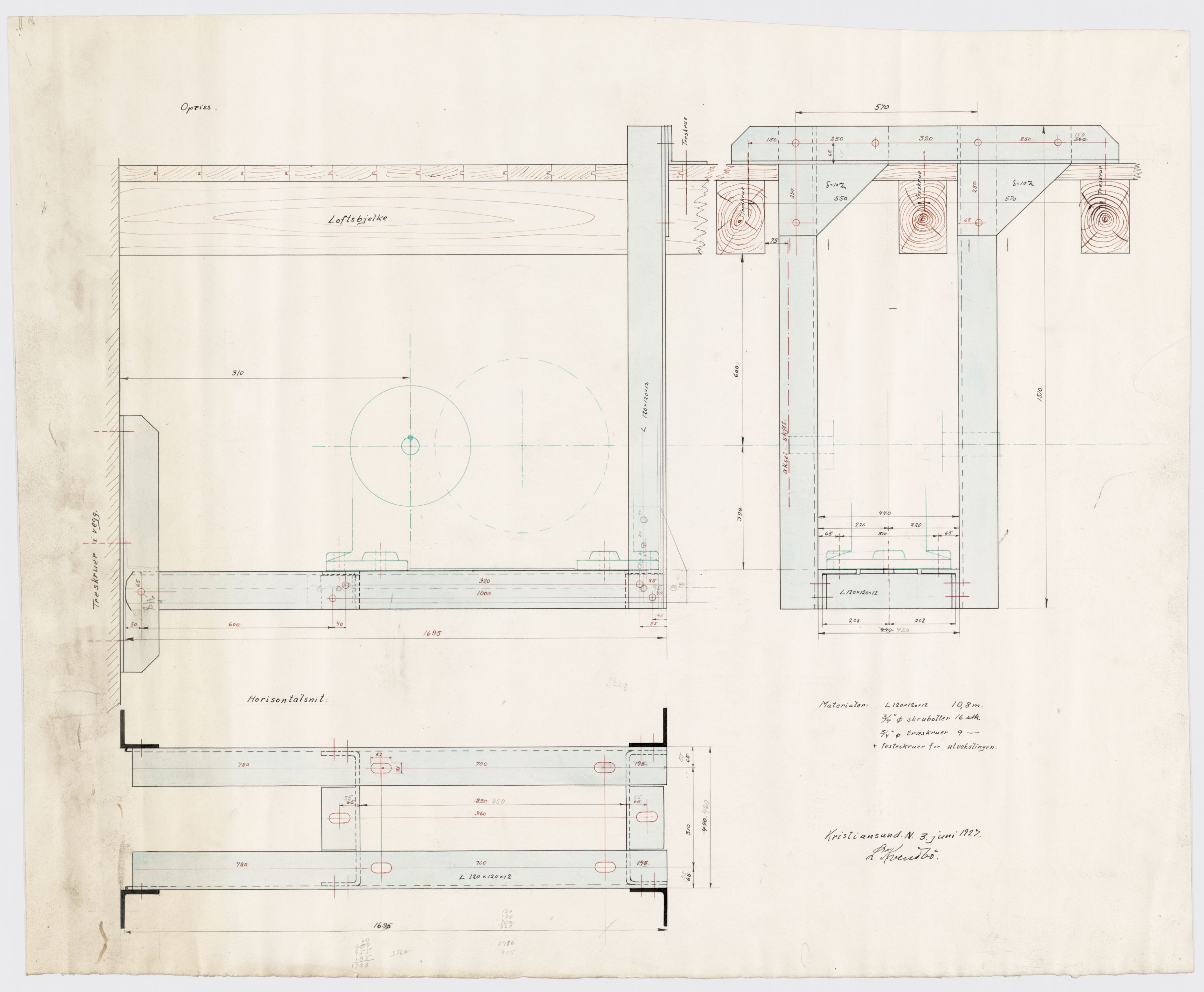 Tingvoll Ullvarefabrikk, IKAM/P-00482/T/Ta/L0015: Plantegning for bygg, 1927