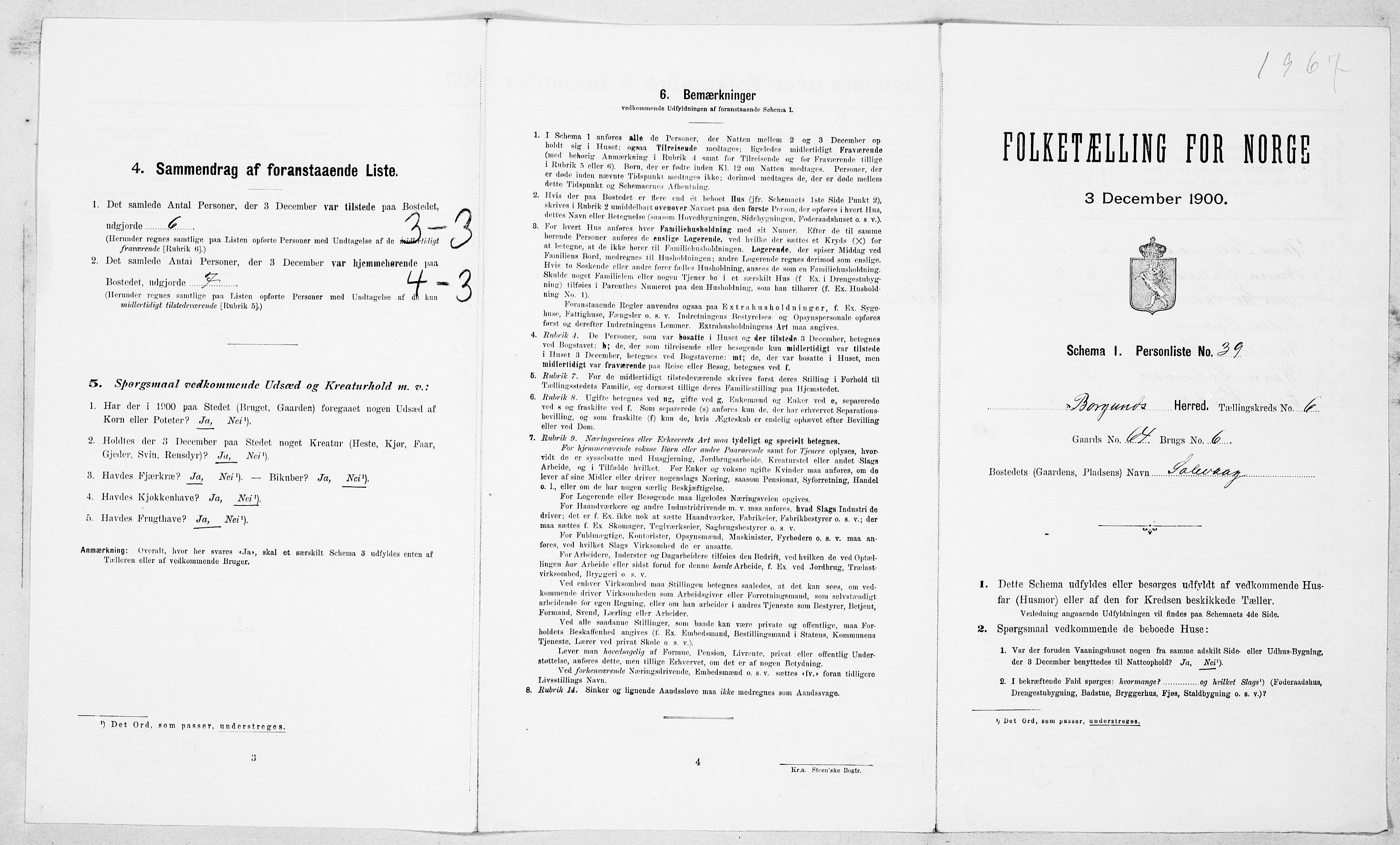 SAT, 1900 census for Borgund, 1900, p. 737