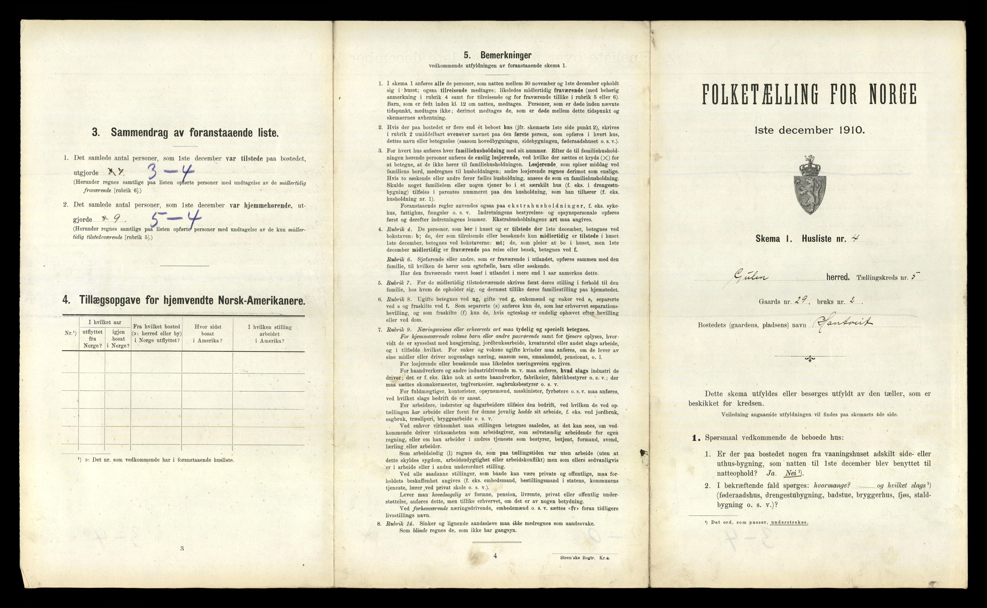 RA, 1910 census for Gulen, 1910, p. 402