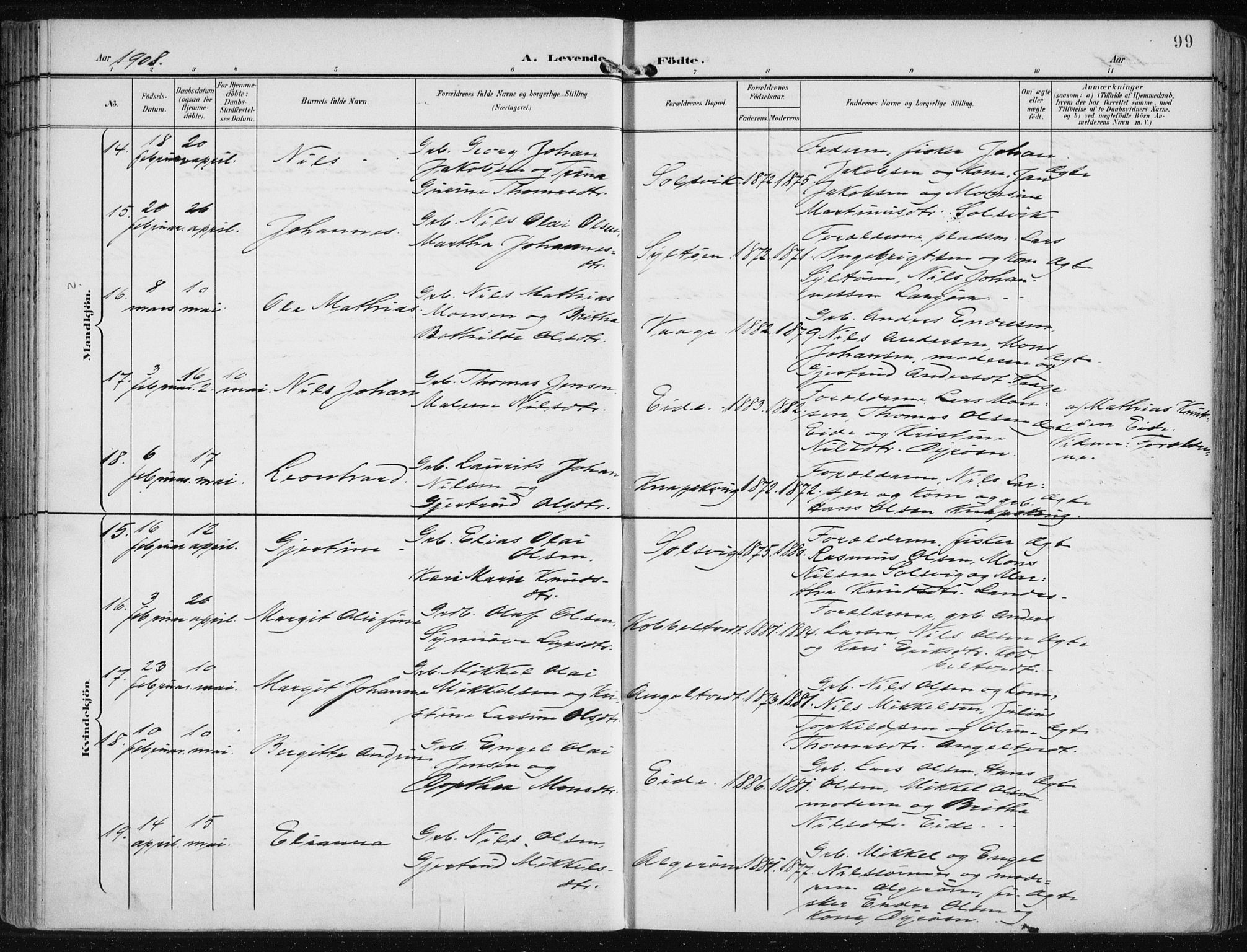 Fjell sokneprestembete, SAB/A-75301/H/Haa: Parish register (official) no. A  9, 1899-1910, p. 99