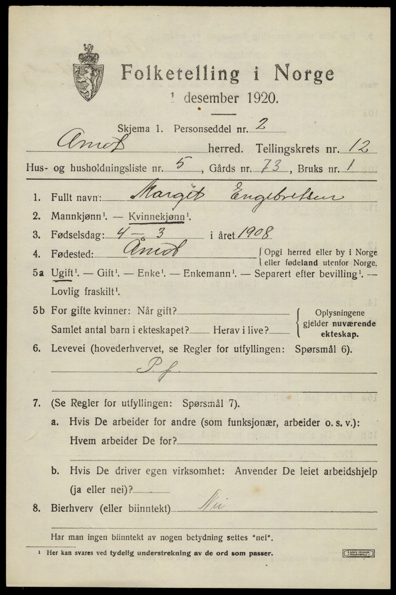 SAH, 1920 census for Åmot, 1920, p. 9651
