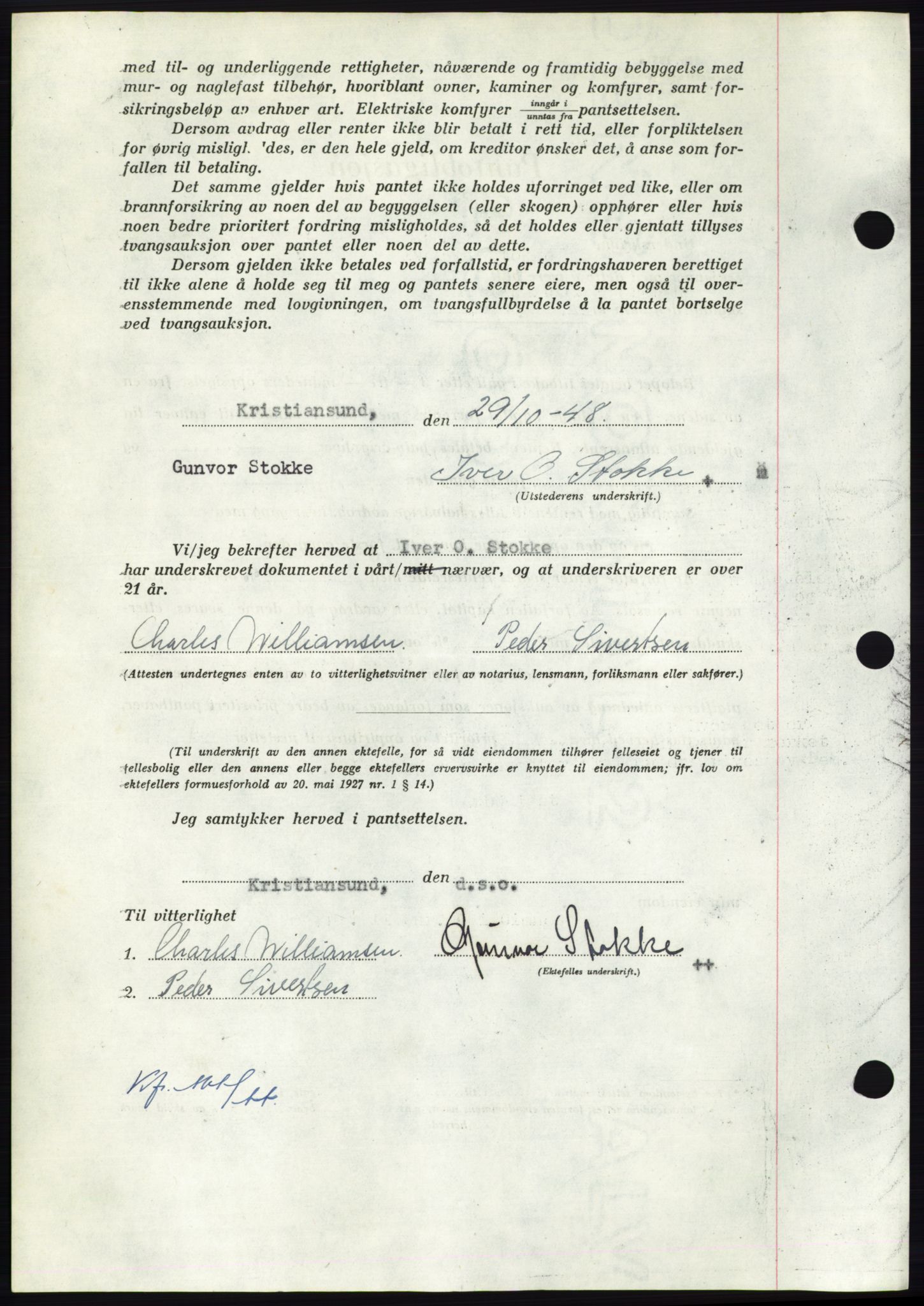 Nordmøre sorenskriveri, AV/SAT-A-4132/1/2/2Ca: Mortgage book no. B99, 1948-1948, Diary no: : 3124/1948