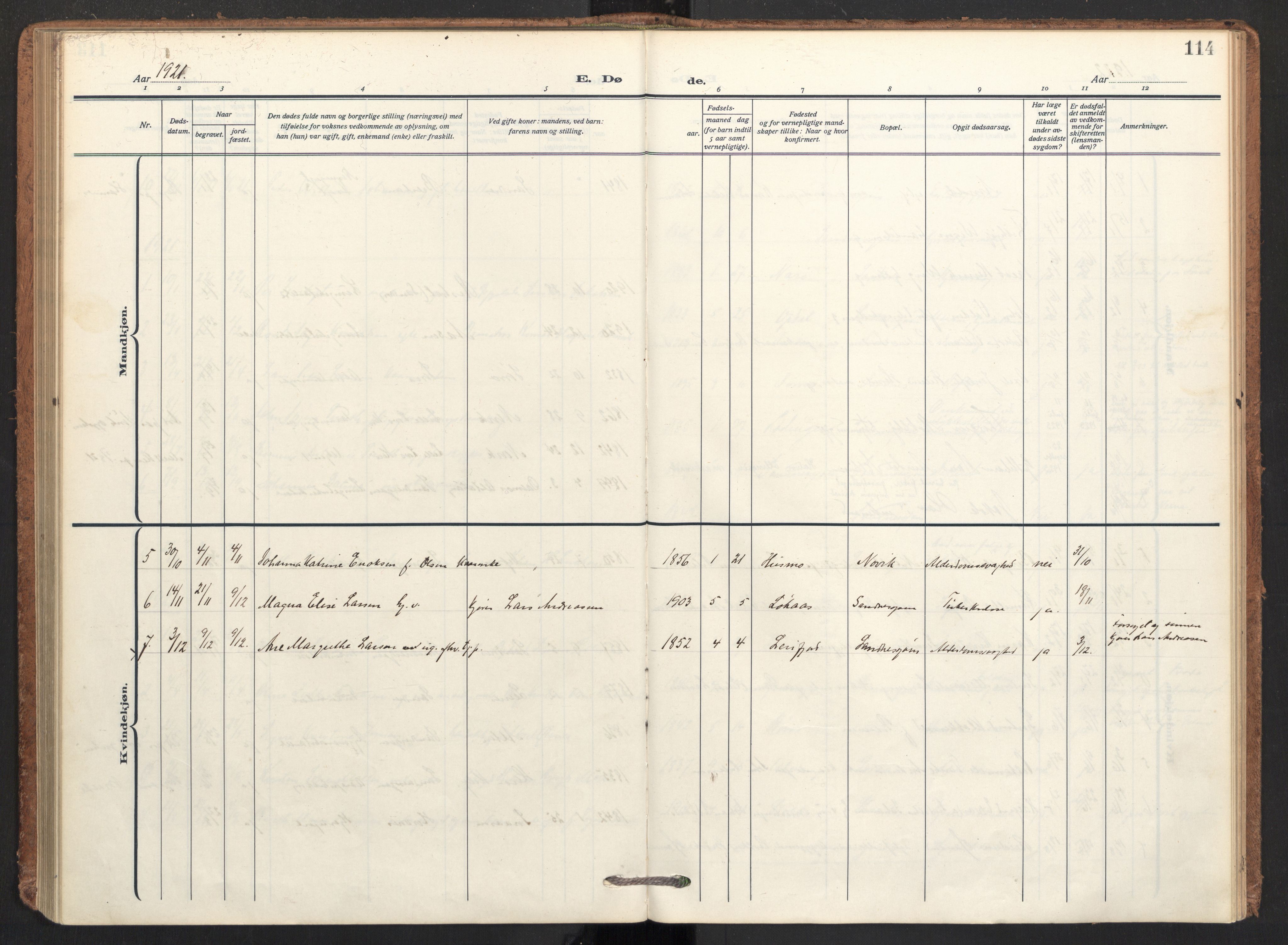 Ministerialprotokoller, klokkerbøker og fødselsregistre - Nordland, AV/SAT-A-1459/831/L0473: Parish register (official) no. 831A04, 1909-1934, p. 114