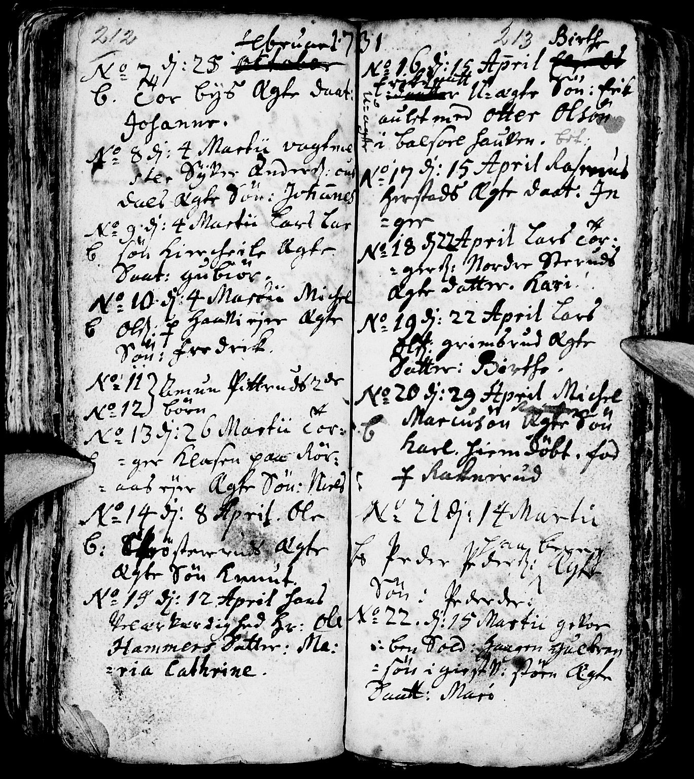 Nes prestekontor, Hedmark, AV/SAH-PREST-020/L/La/L0001: Parish register (copy) no. 1, 1663-1784, p. 212-213