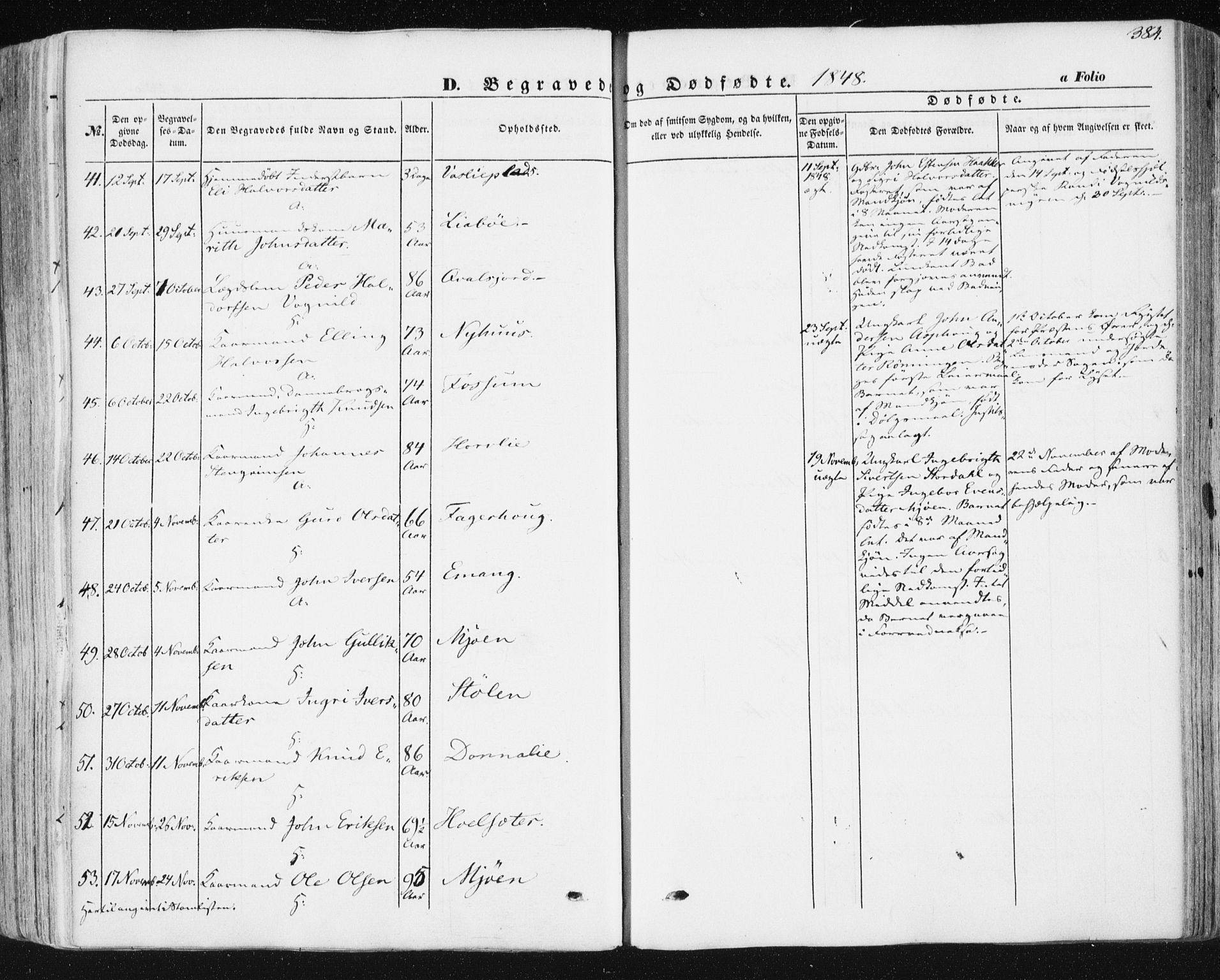 Ministerialprotokoller, klokkerbøker og fødselsregistre - Sør-Trøndelag, SAT/A-1456/678/L0899: Parish register (official) no. 678A08, 1848-1872, p. 384