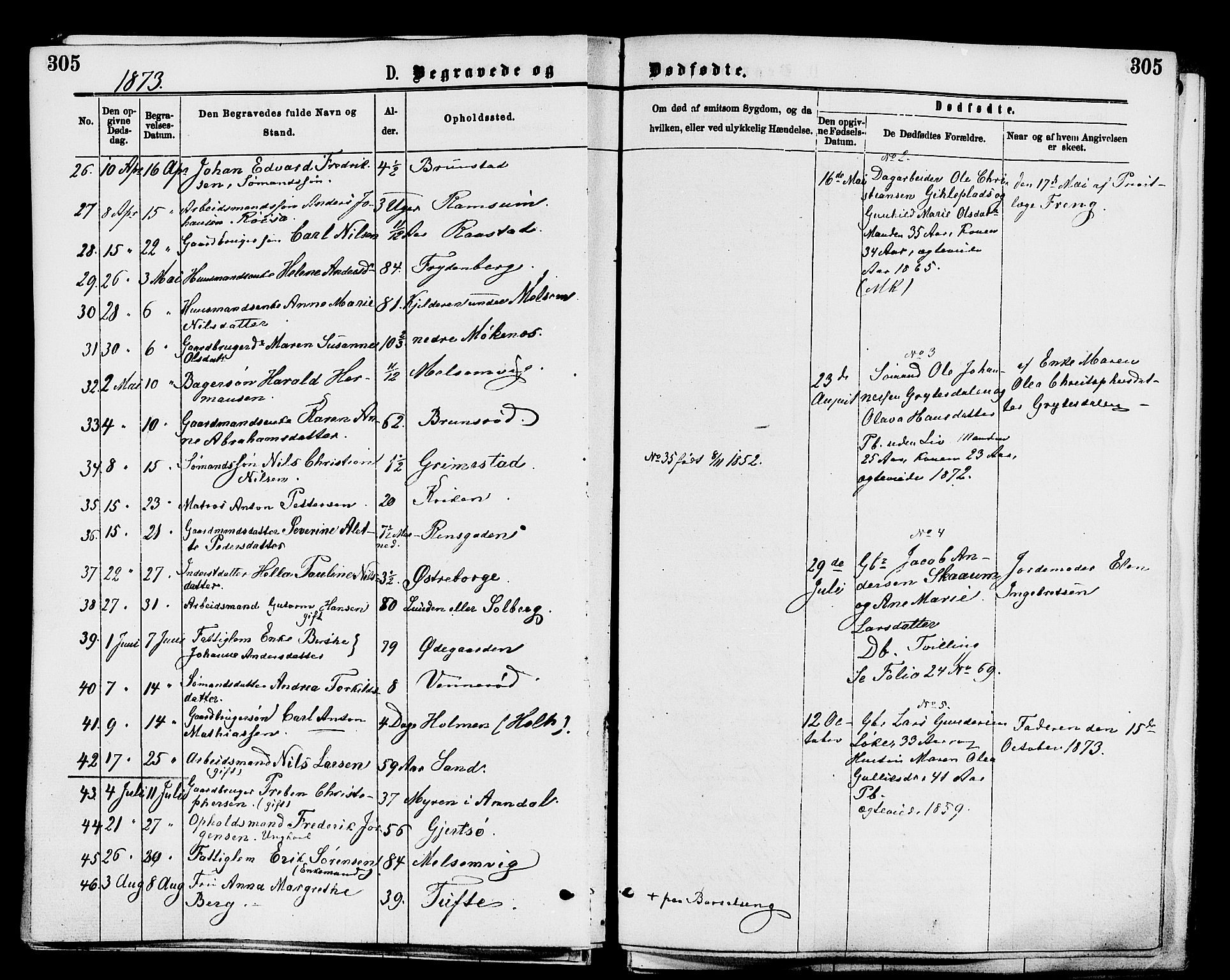 Stokke kirkebøker, AV/SAKO-A-320/F/Fa/L0009: Parish register (official) no. I 9, 1872-1883, p. 305