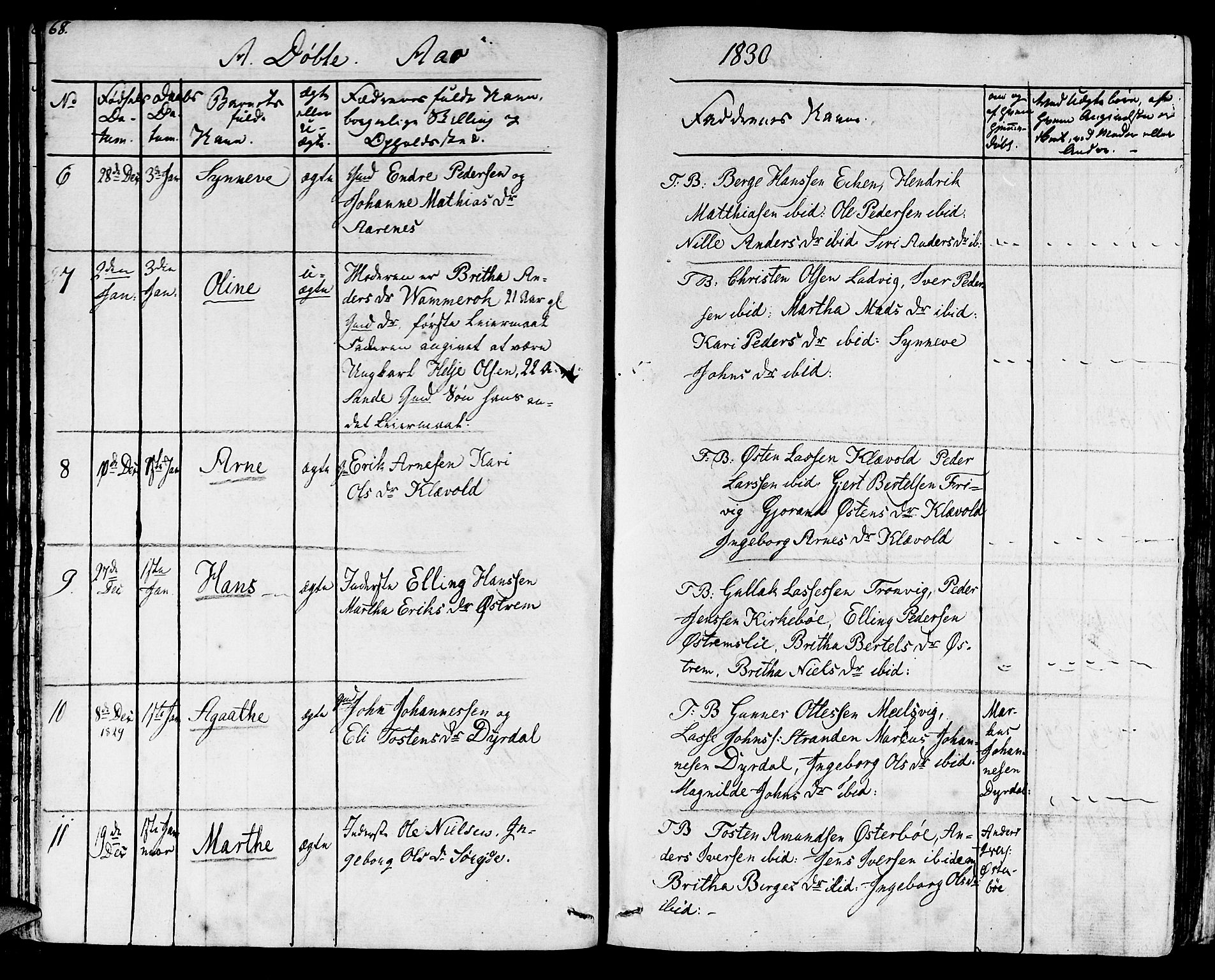 Lavik sokneprestembete, SAB/A-80901: Parish register (official) no. A 2I, 1821-1842, p. 68