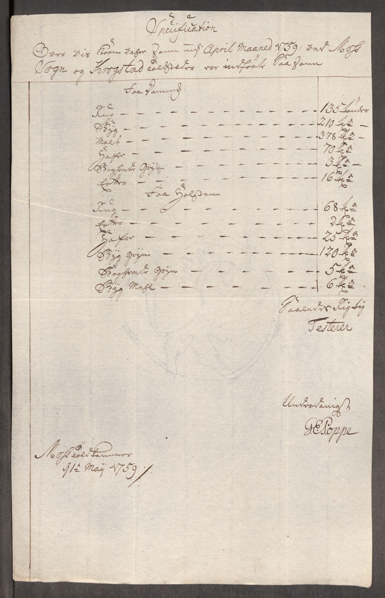 Rentekammeret inntil 1814, Realistisk ordnet avdeling, AV/RA-EA-4070/Oe/L0006: [Ø1]: Priskuranter, 1758-1760, p. 397