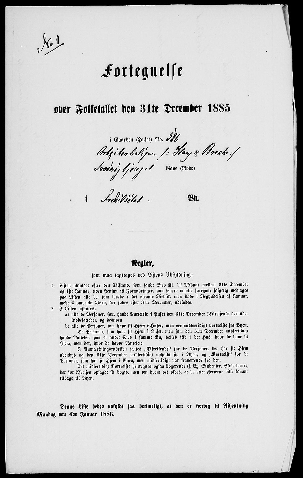 RA, 1885 census for 0103 Fredrikstad, 1885, p. 1448