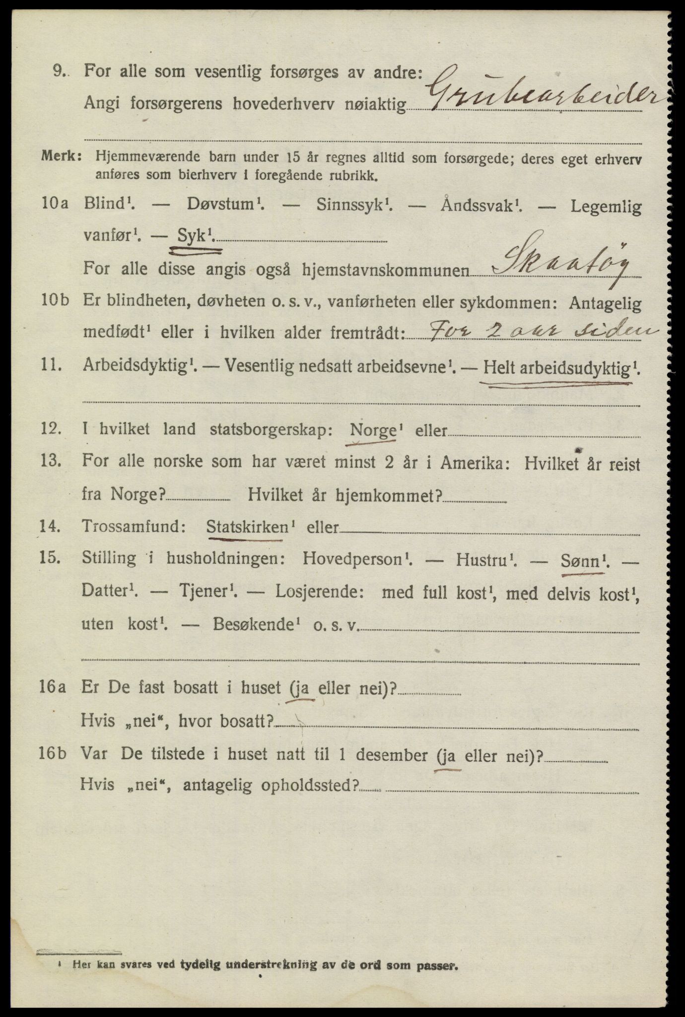 SAKO, 1920 census for Skåtøy, 1920, p. 7099