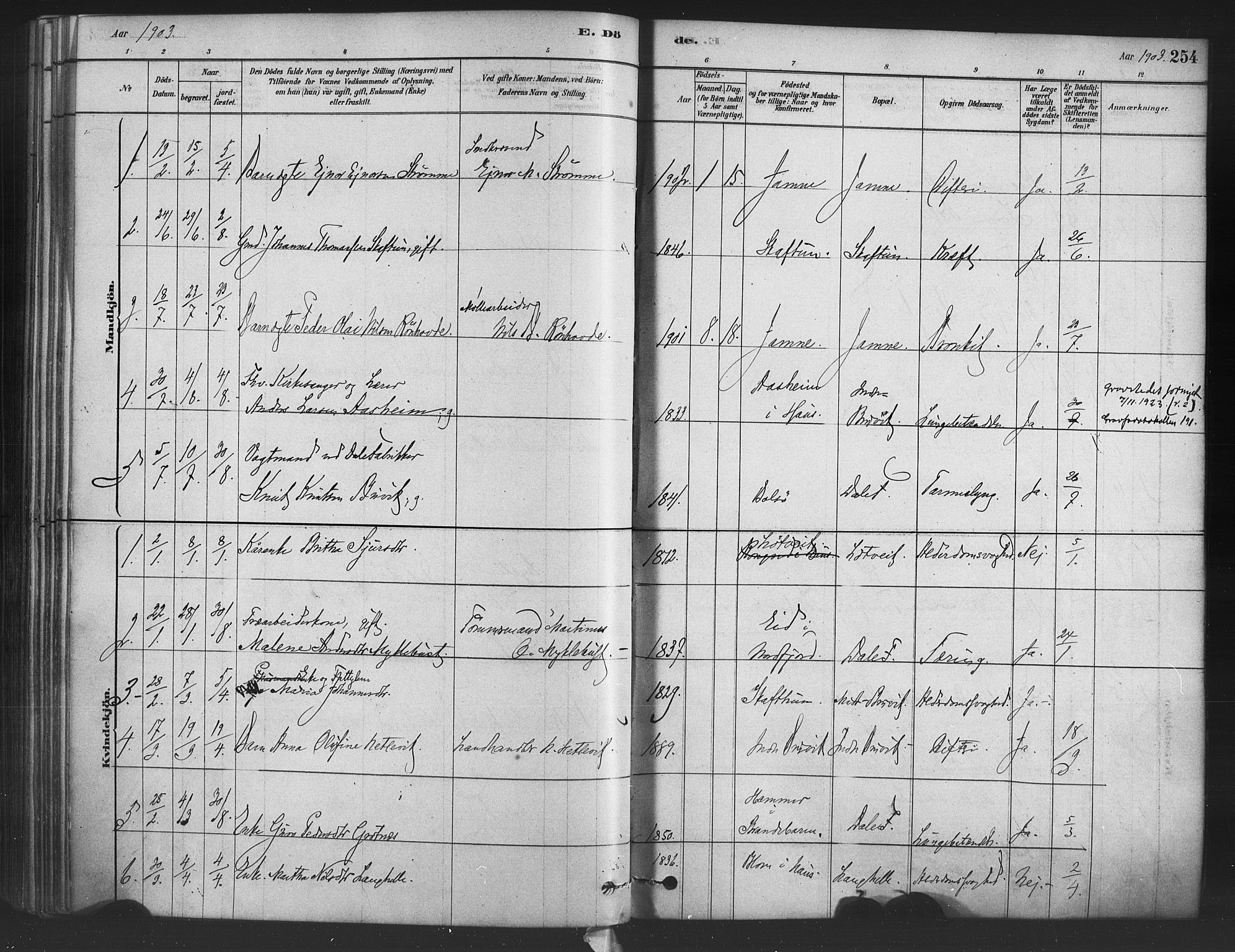 Bruvik Sokneprestembete, SAB/A-74701/H/Haa: Parish register (official) no. B 1, 1878-1904, p. 254