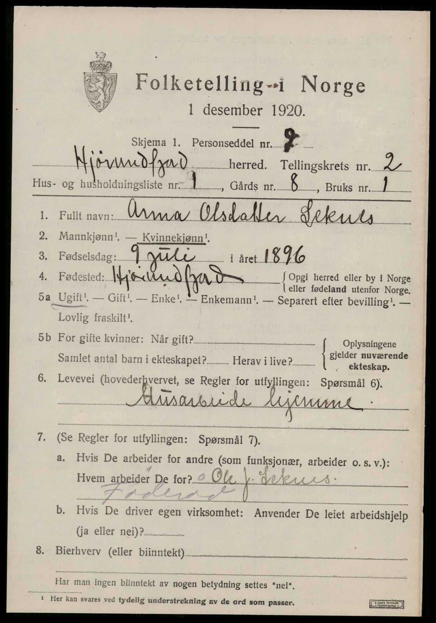 SAT, 1920 census for Hjørundfjord, 1920, p. 763