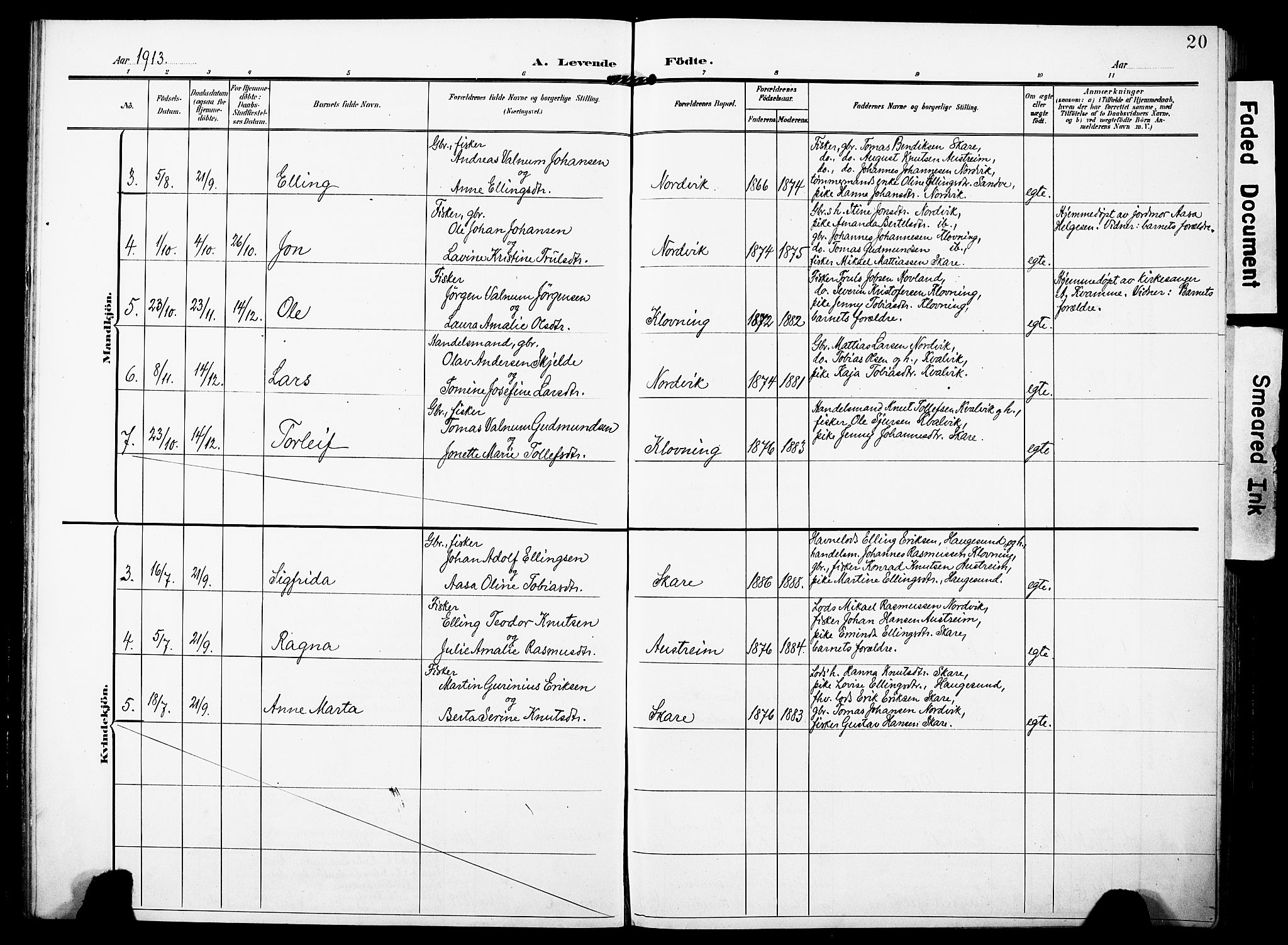 Torvastad sokneprestkontor, AV/SAST-A -101857/H/Ha/Haa/L0018: Parish register (official) no. A 17, 1903-1925, p. 20