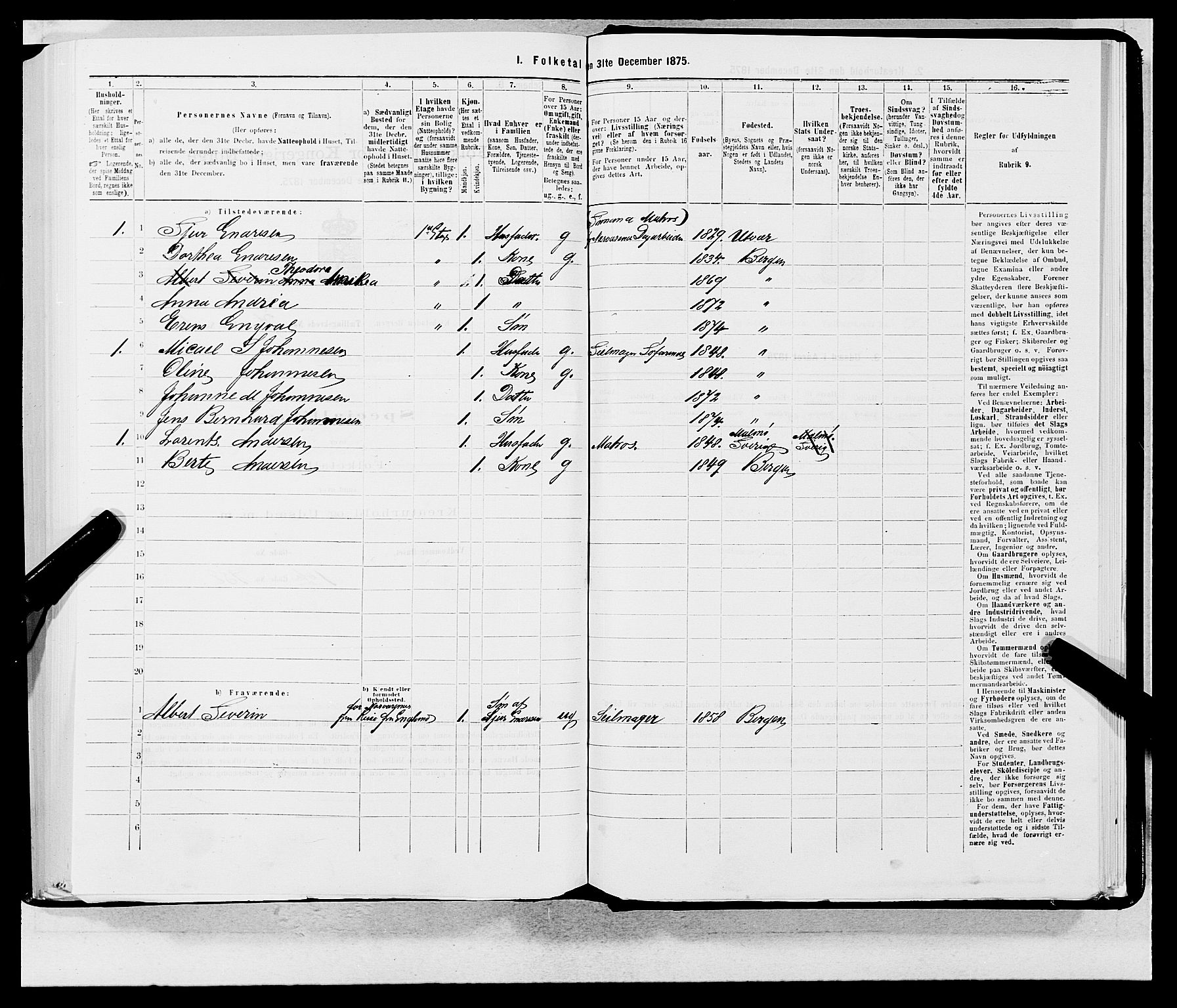 SAB, 1875 census for 1301 Bergen, 1875, p. 312