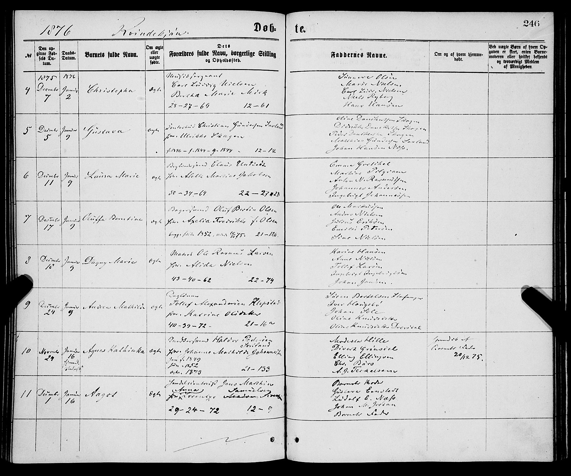 Korskirken sokneprestembete, AV/SAB-A-76101/H/Haa/L0020: Parish register (official) no. B 6, 1871-1878, p. 246