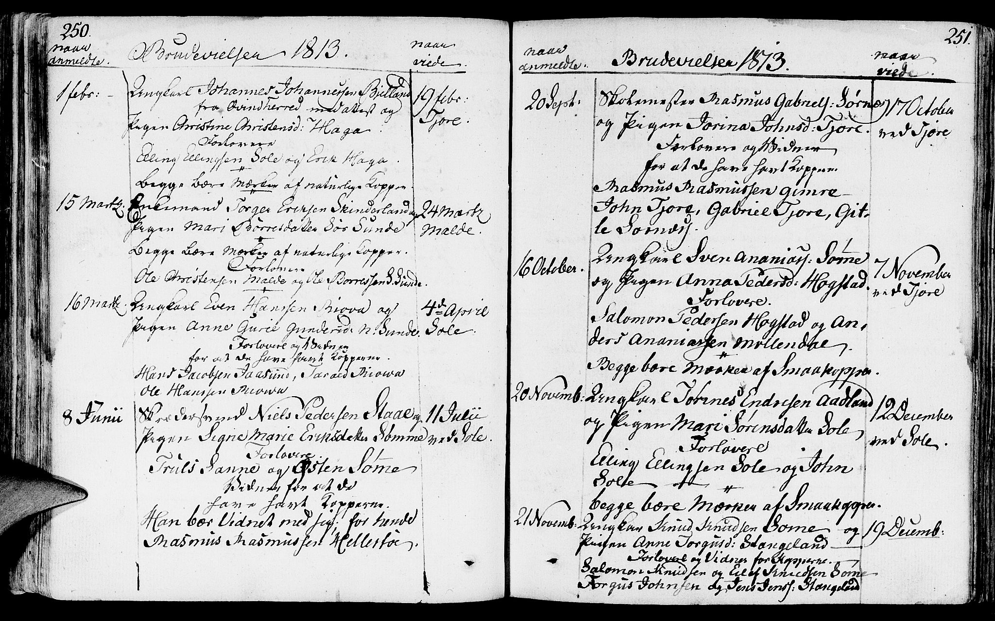 Håland sokneprestkontor, SAST/A-101802/001/30BA/L0003: Parish register (official) no. A 3, 1794-1815, p. 250-251