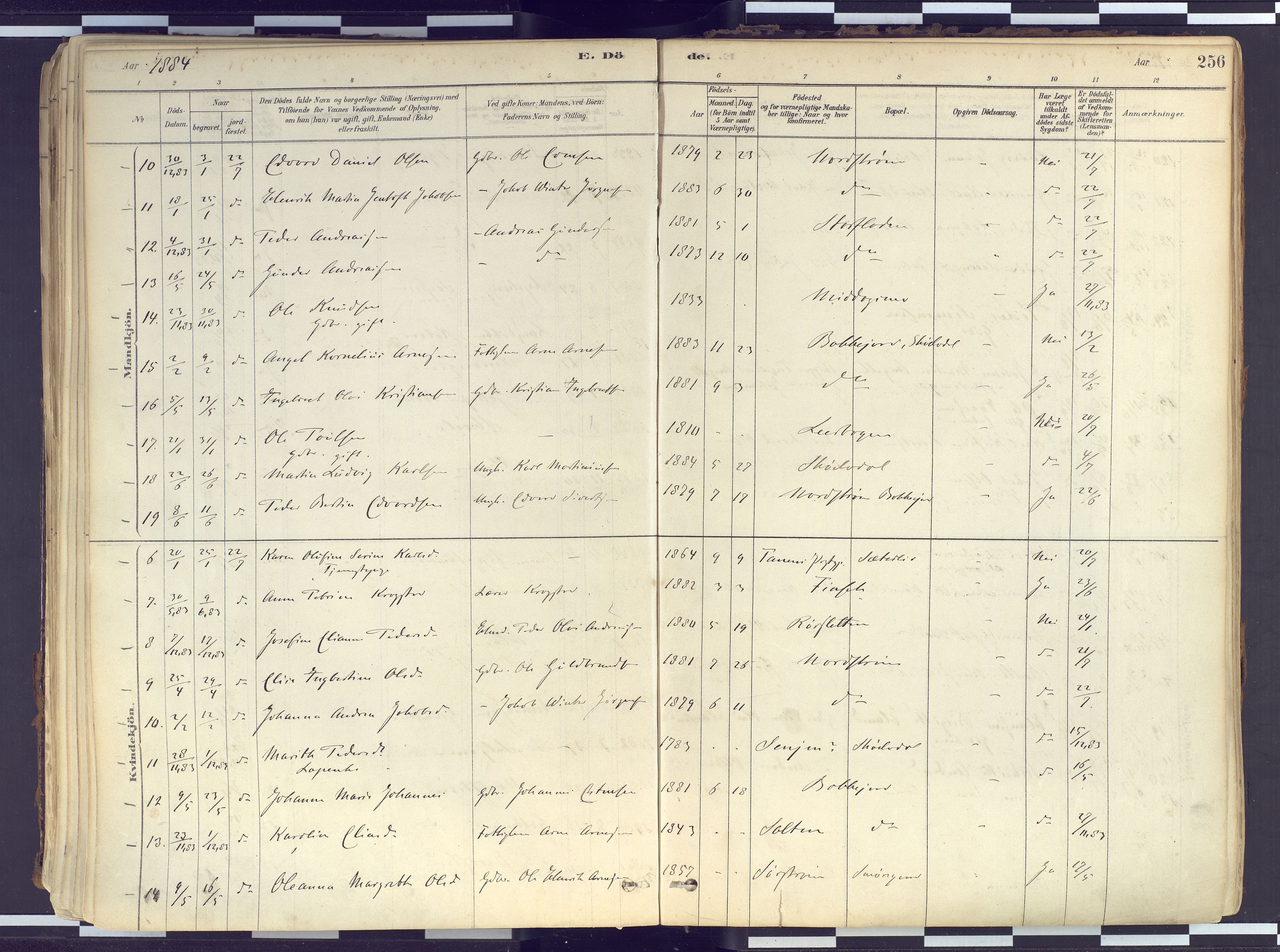 Tranøy sokneprestkontor, AV/SATØ-S-1313/I/Ia/Iaa/L0010kirke: Parish register (official) no. 10, 1878-1904, p. 256