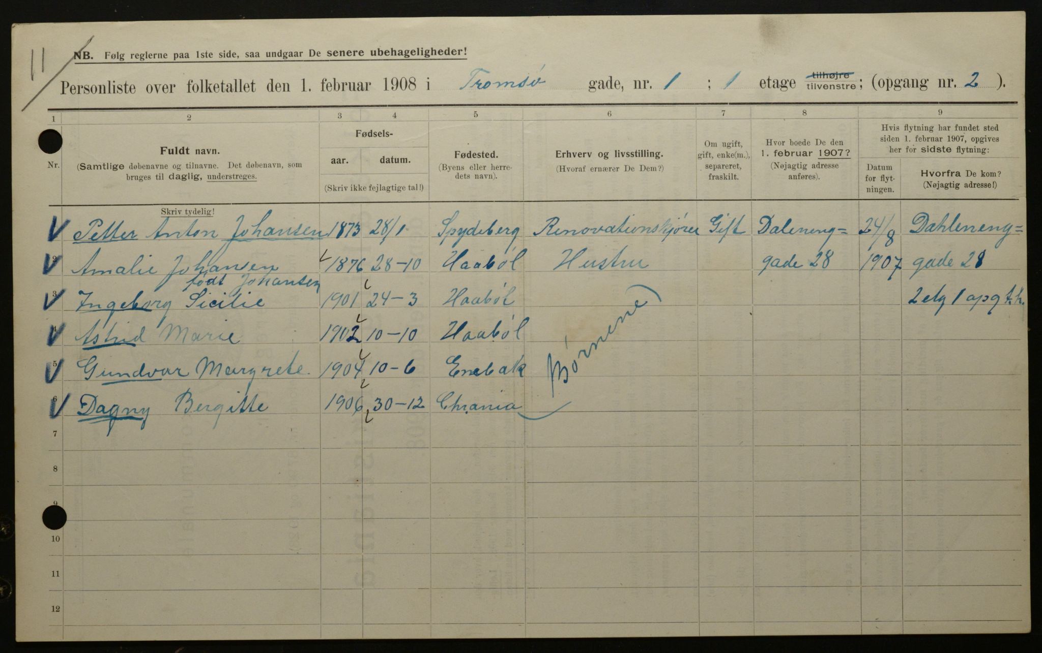 OBA, Municipal Census 1908 for Kristiania, 1908, p. 103977