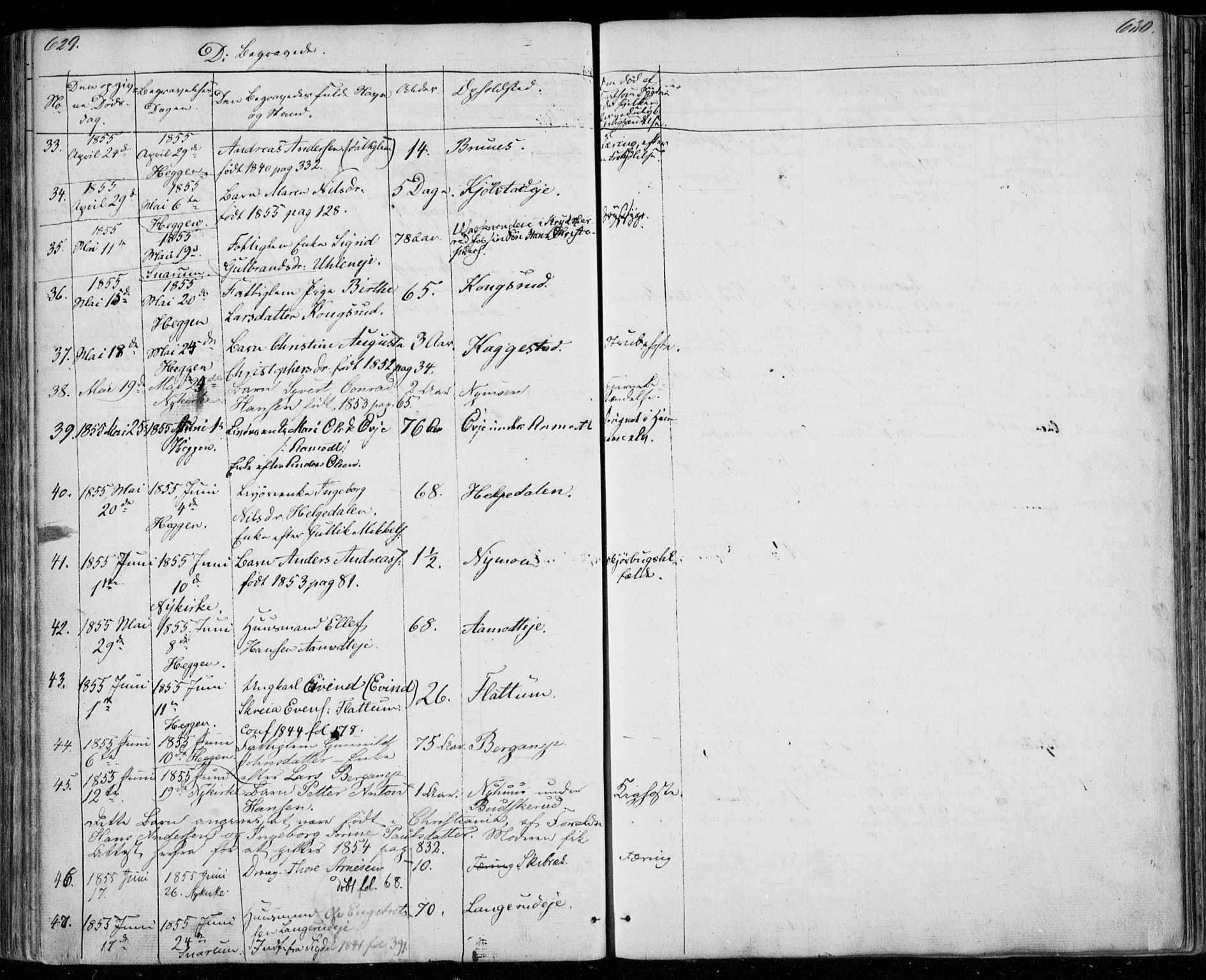 Modum kirkebøker, SAKO/A-234/F/Fa/L0008: Parish register (official) no. 8, 1851-1859, p. 629-630