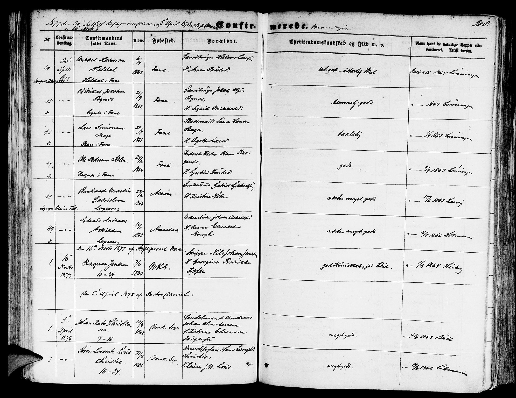 Domkirken sokneprestembete, SAB/A-74801/H/Hab/L0023: Parish register (copy) no. C 3, 1854-1880, p. 208