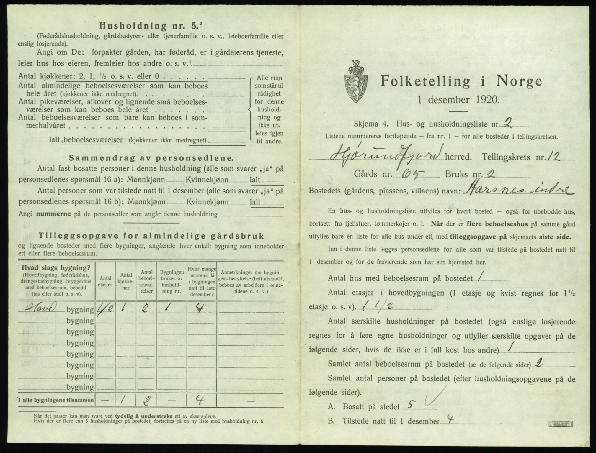 SAT, 1920 census for Hjørundfjord, 1920, p. 609